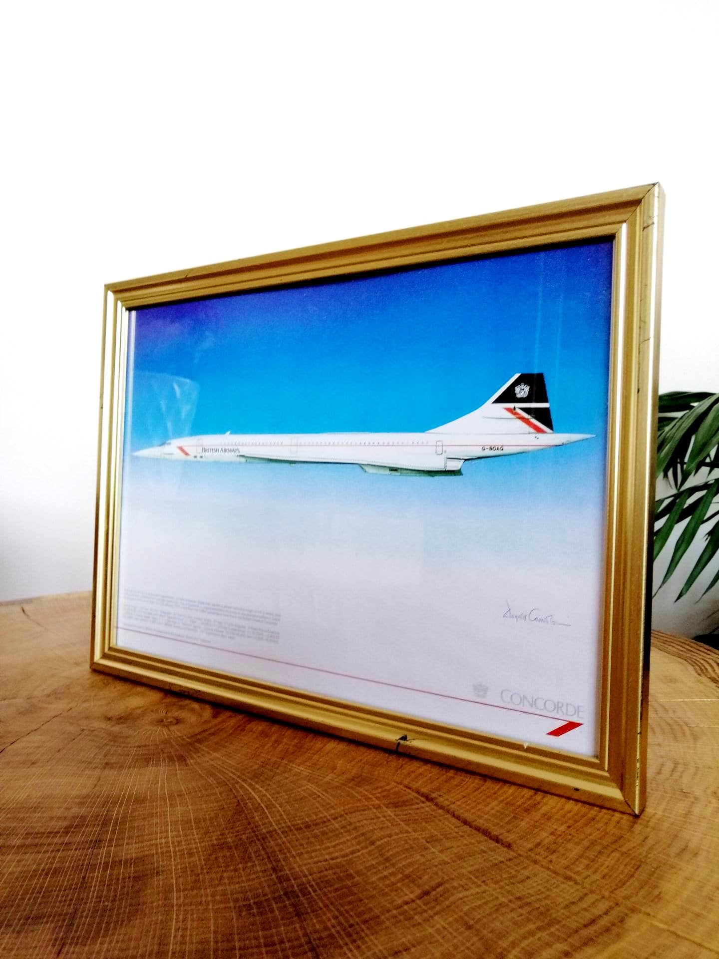 British Airways Concorde Aircraft G-BOAG Vintage Framed Print