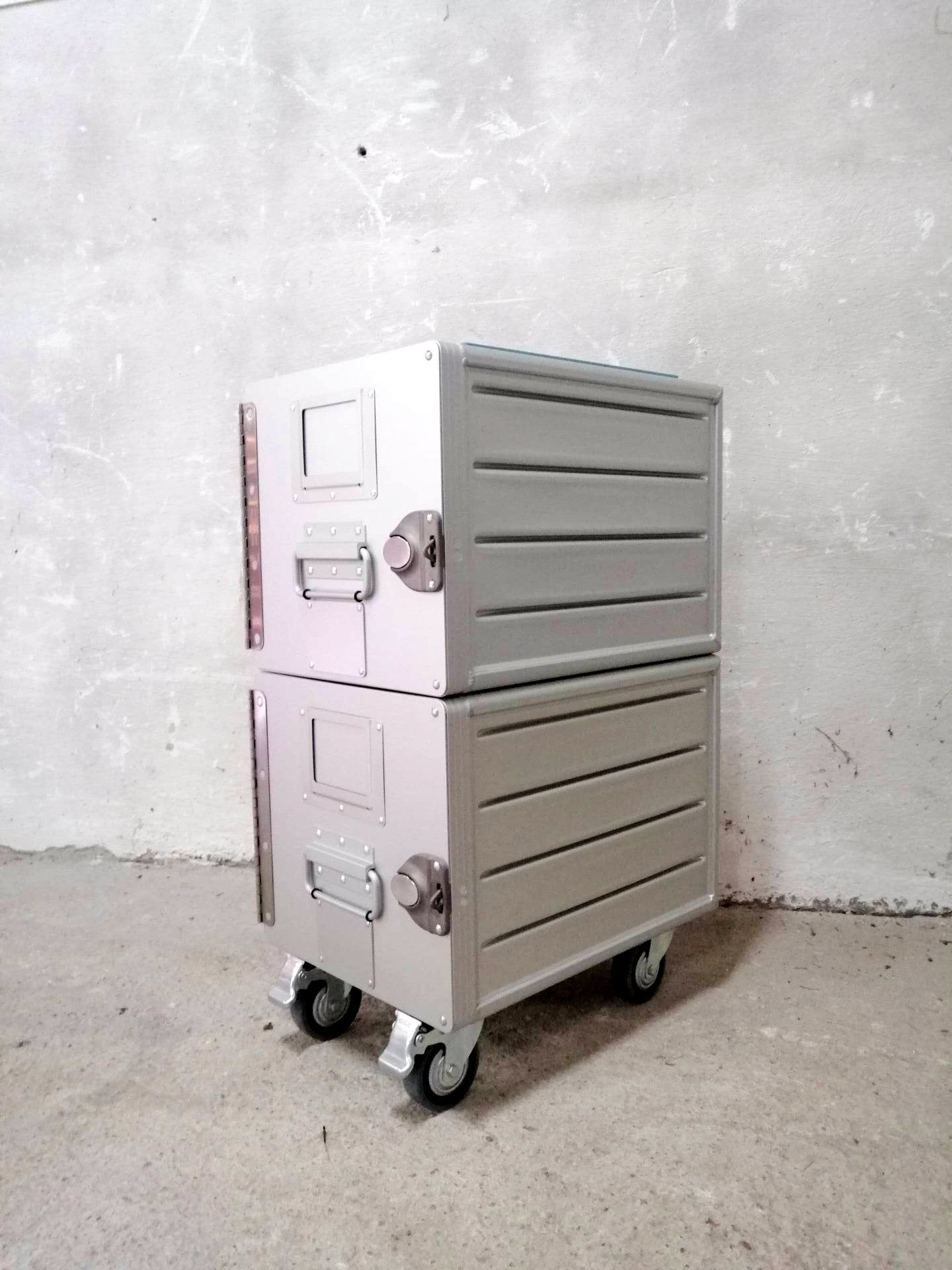 Brand New Aircraft Cabinet, Aviaton Storage Cart, Side Table Made of NEW Airline Galley Boxes Hainan with 4 Aluminium Drawers, Handmade
