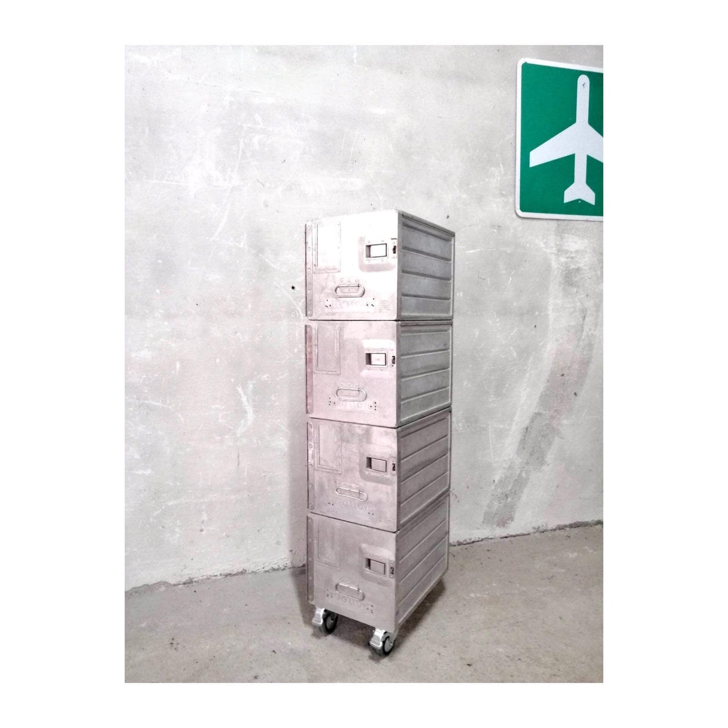 Aircraft Cabinet, Aviaton Storage Locker, Airline Cart Trolley Made of Original Airline Galley Boxes Aero Lloyd, Handmade