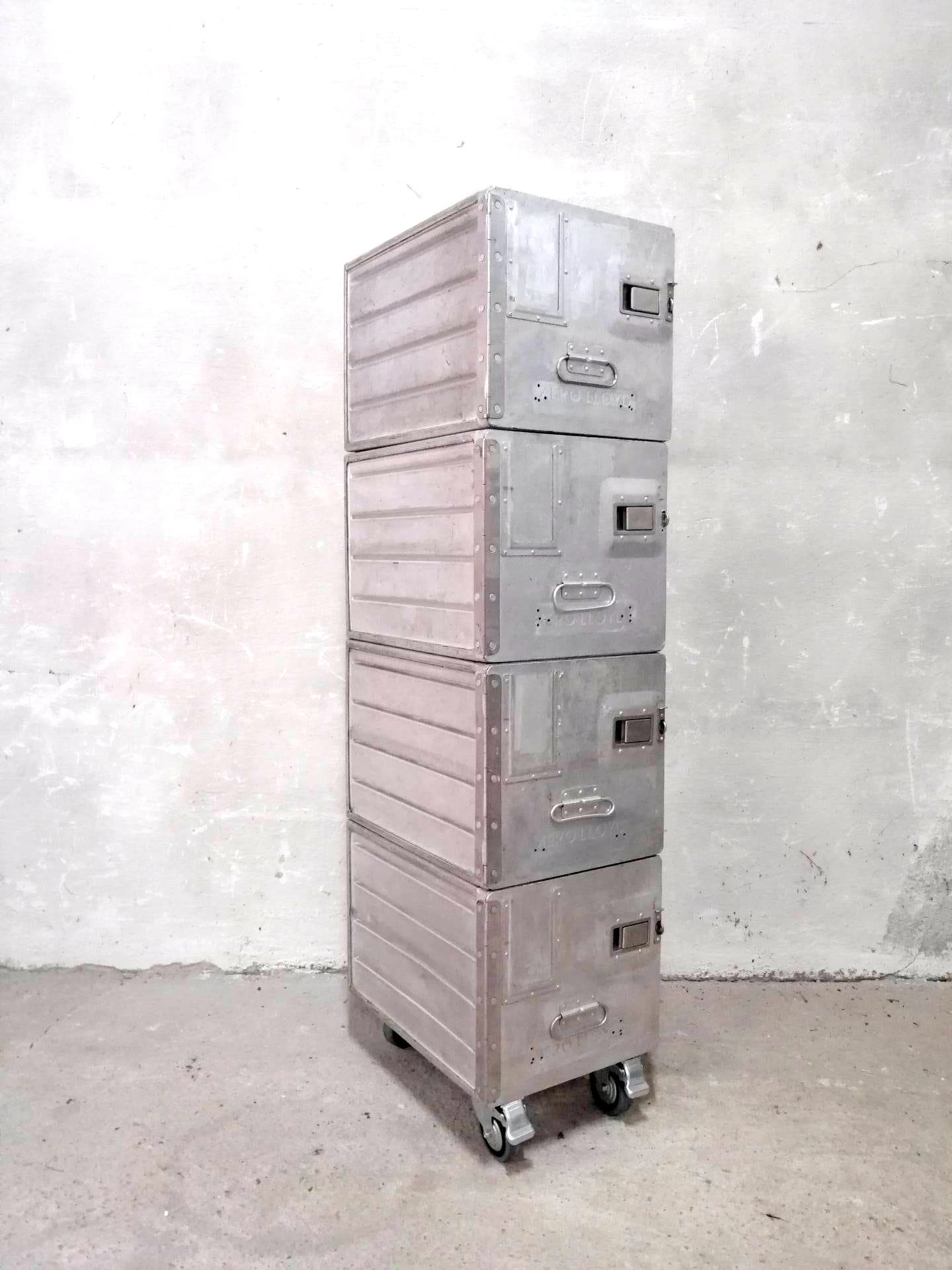 Aircraft Cabinet, Aviaton Storage Locker, Airline Cart Trolley Made of Original Airline Galley Boxes Aero Lloyd, Handmade