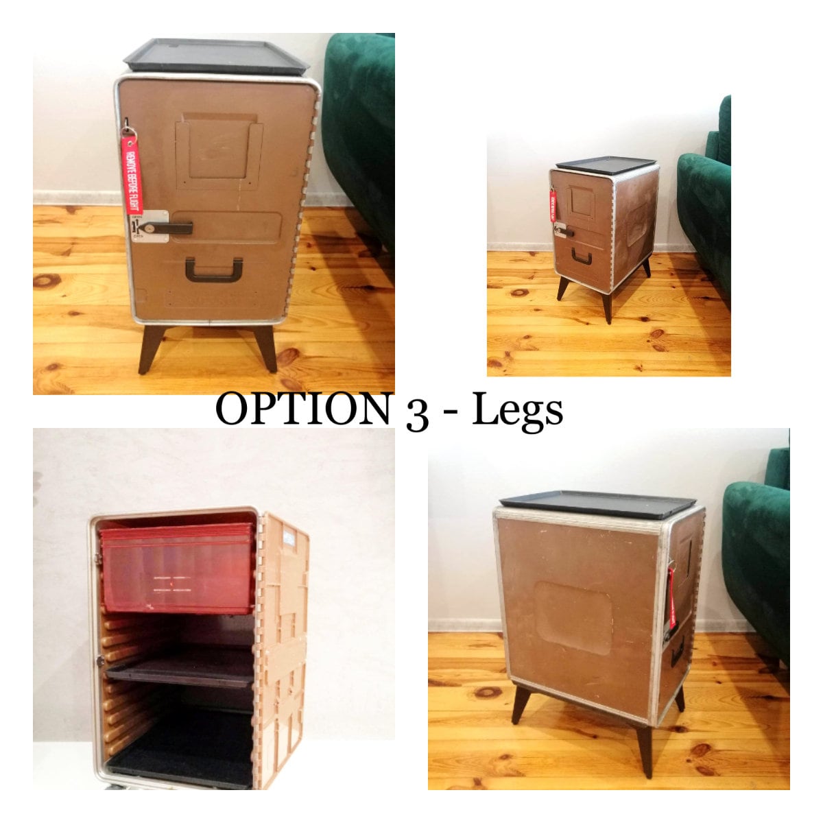 Unique Swiss Air Galley Containers - Nightstand, Industrial Cabinet, Side Table - Airplane Storage Boxes - Aircraft Trolleys - OPTIONS