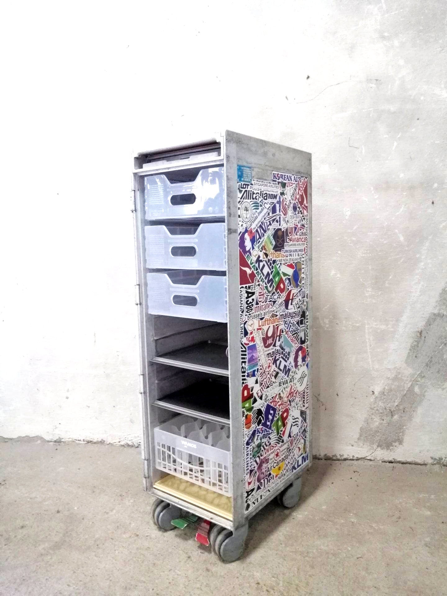 Unique Airline Galley Trolley with Accessories | Driessen PLL LOT | Airplane Galley Cart | Aviation Art - World Airlines Graphics
