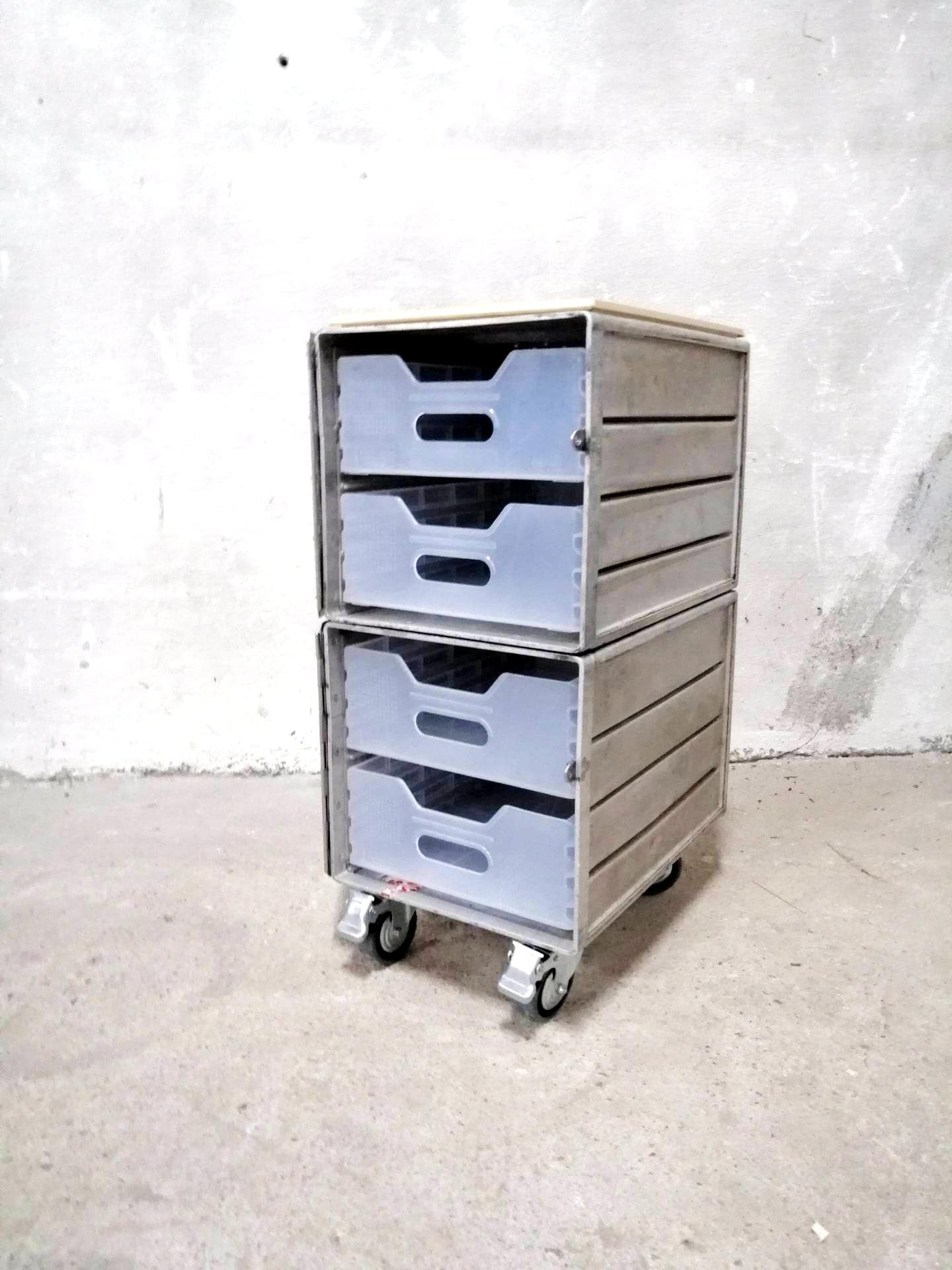 Continental Airlines Galley Boxes Upcycled to Aviation Cabinet, Aircraft Side Table, Airline Cart