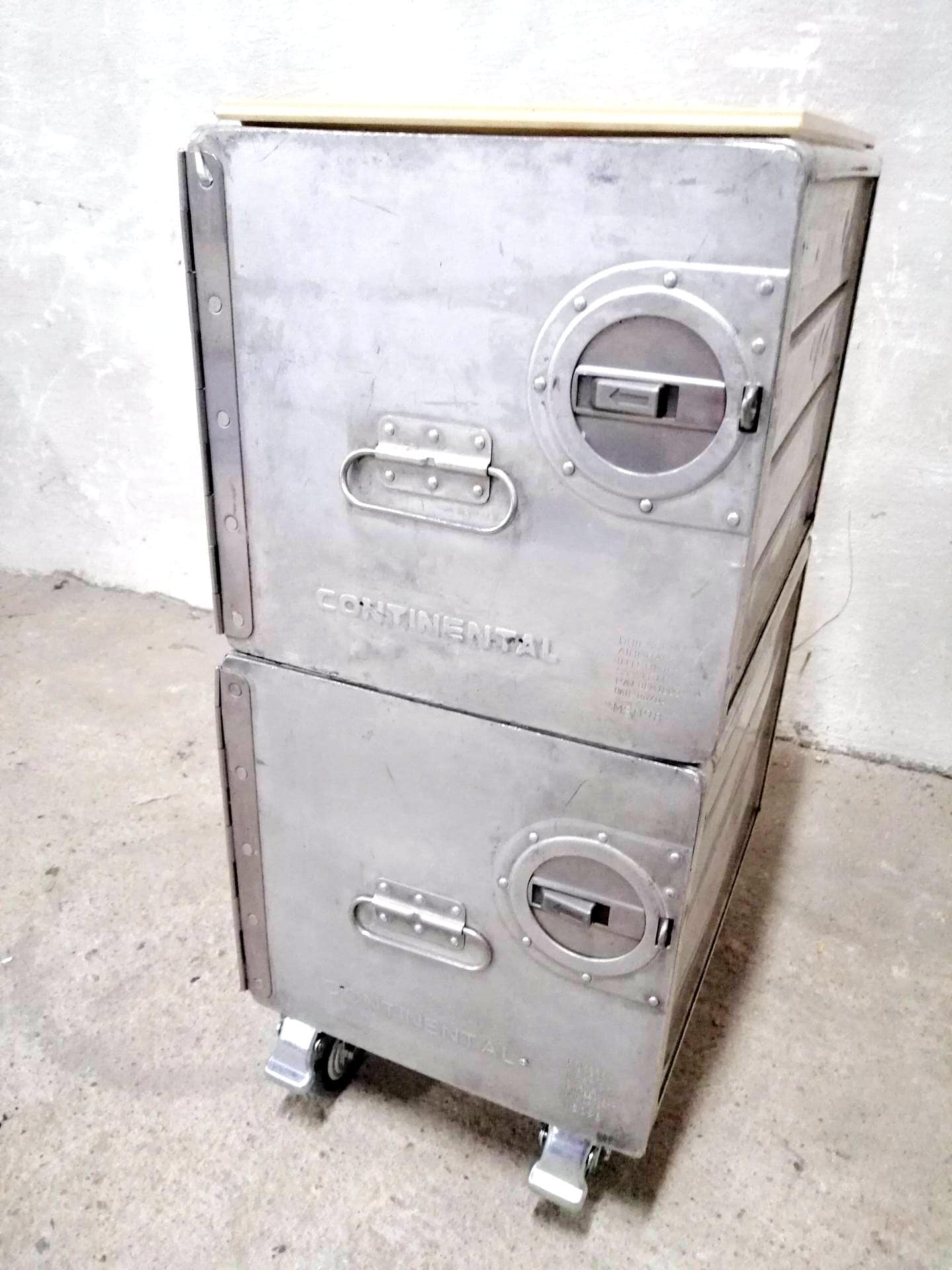 Continental Airlines Galley Boxes Upcycled to Aviation Cabinet, Aircraft Side Table, Airline Cart