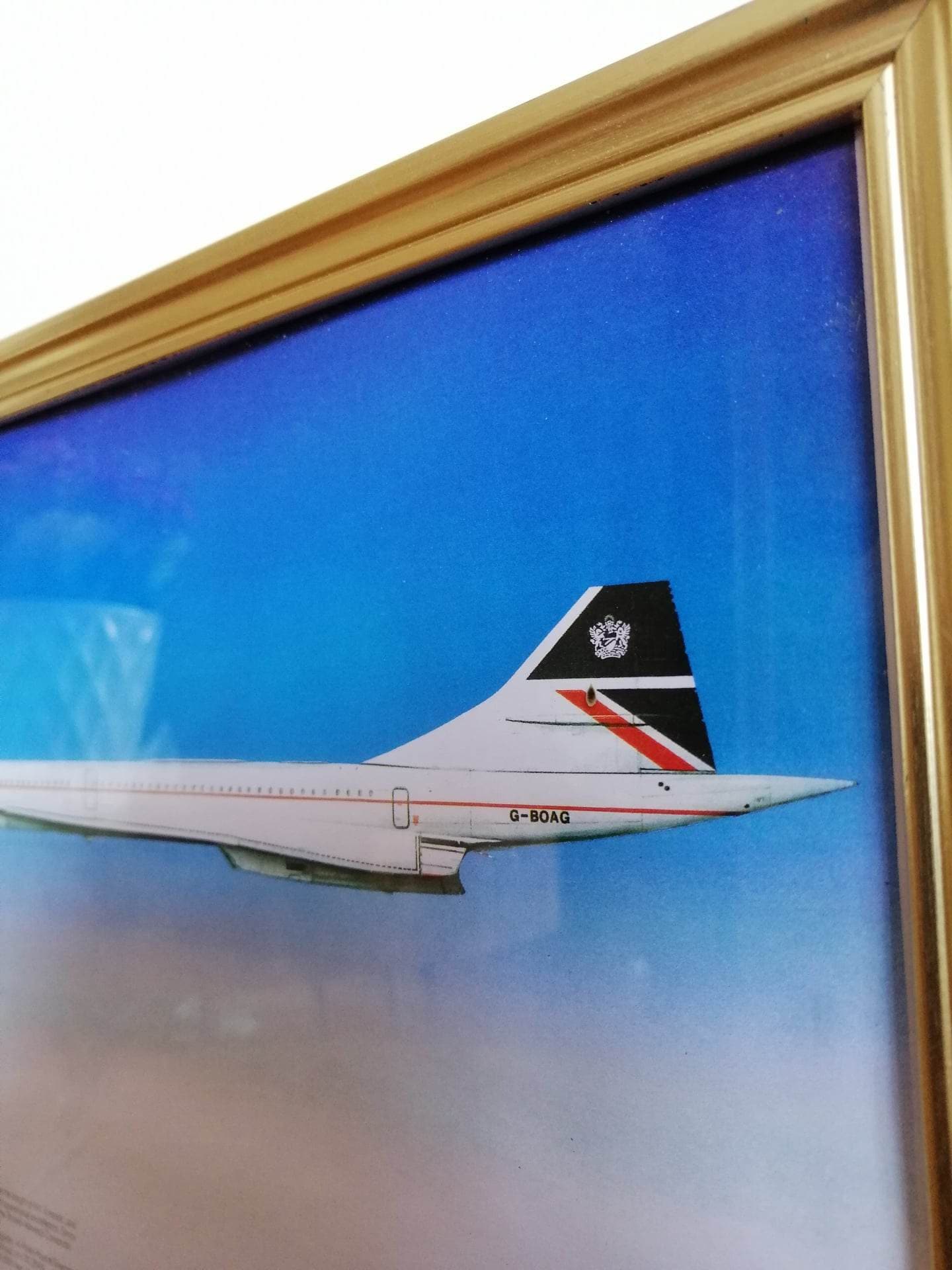 British Airways Concorde Aircraft G-BOAG Vintage Framed Print