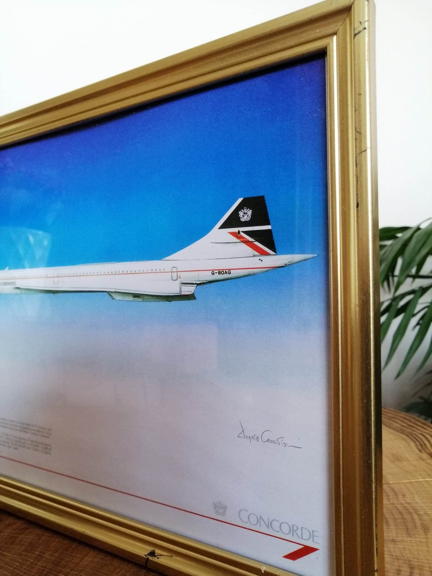 British Airways Concorde Aircraft G-BOAG Vintage Framed Print