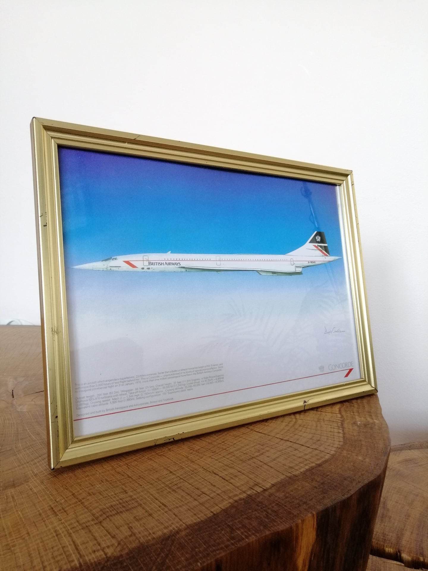 British Airways Concorde Aircraft G-BOAG Vintage Framed Print