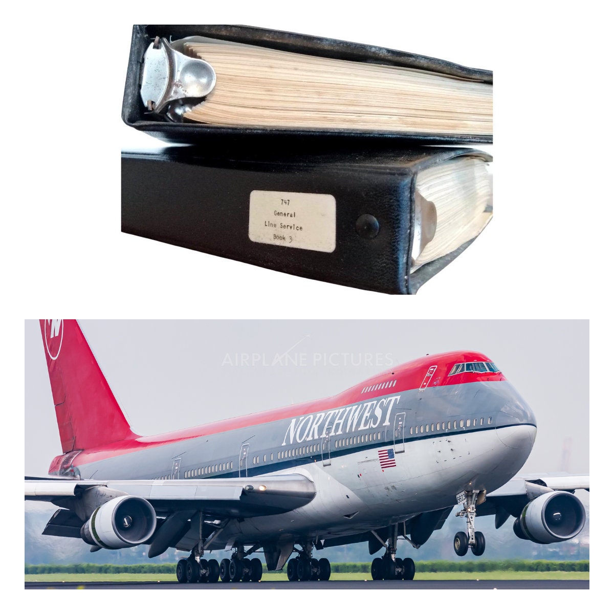 BOEING 747: General Line Service | Set of 2 RARE Manuals Books | Nortwest Airlines 1970s | VIDEO