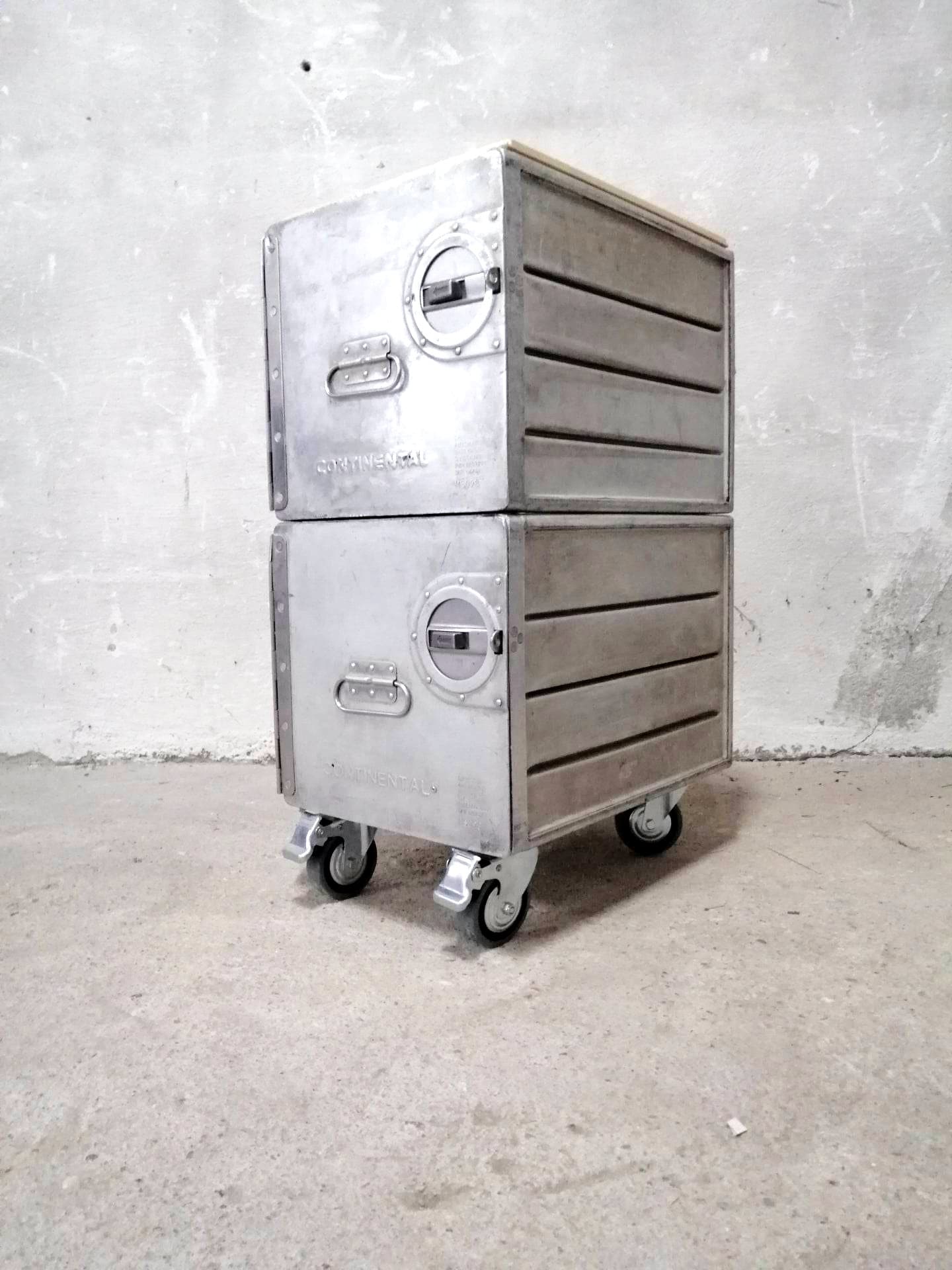 Continental Airlines Galley Boxes Upcycled to Aviation Cabinet, Aircraft Side Table, Airline Cart