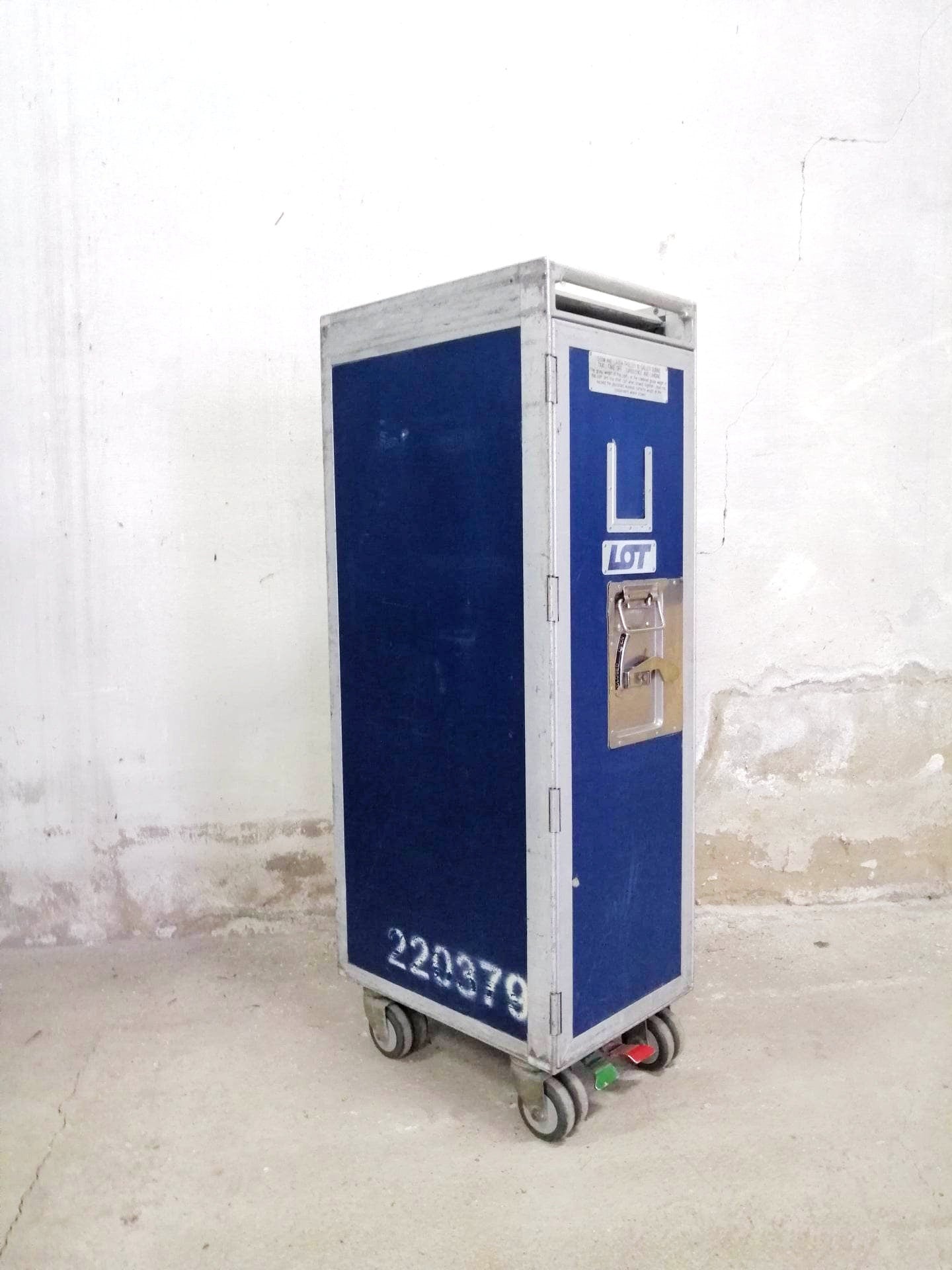 Original Airline Galley Trolley | Driessen PLL LOT | Airplane Galley Cart with Drawers, Trays, LED | Home Bar | Industrial Storage Unit