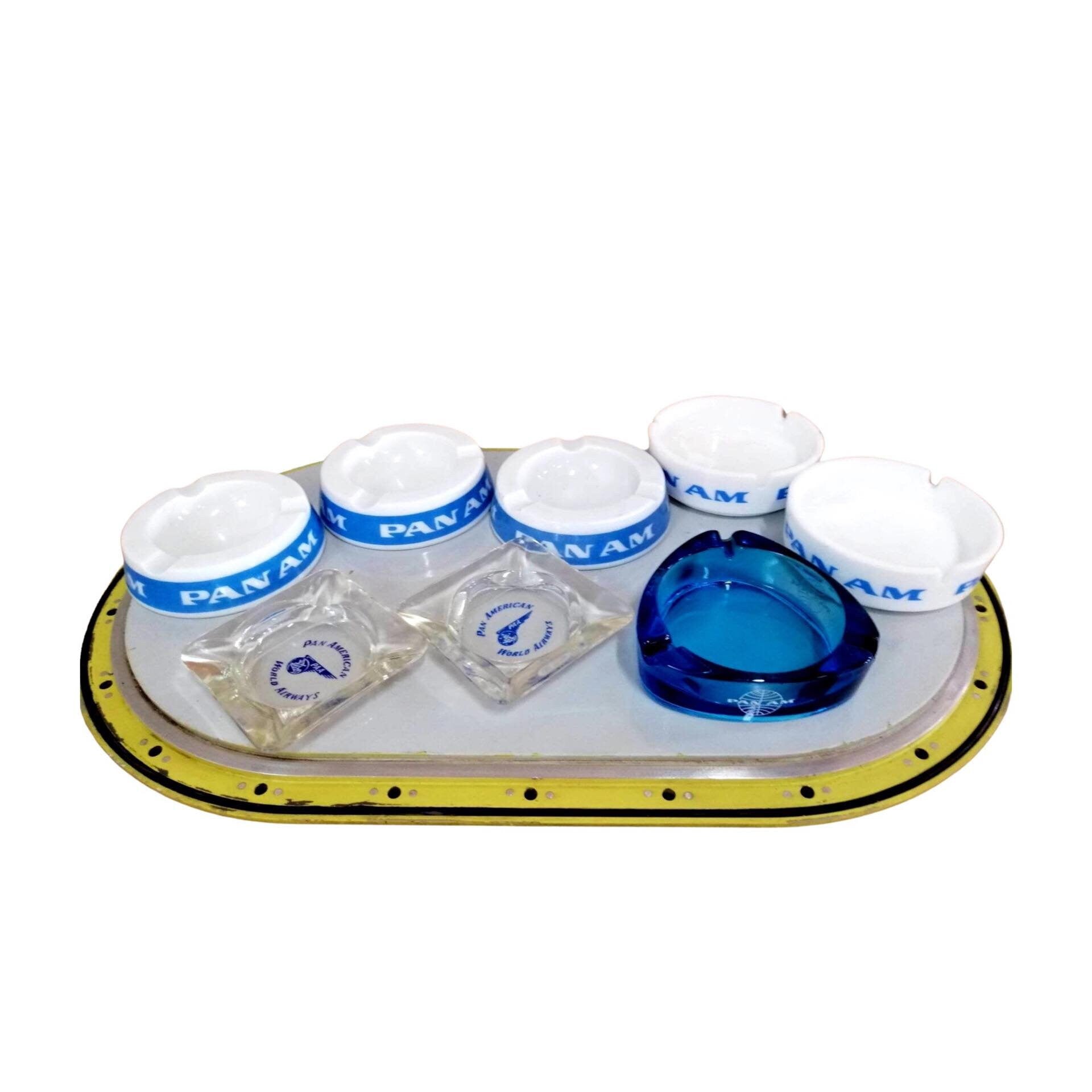 Collection of 8 Original Iconic Pan Am Ashtrays Pan American Airlines 1950'- 1980'