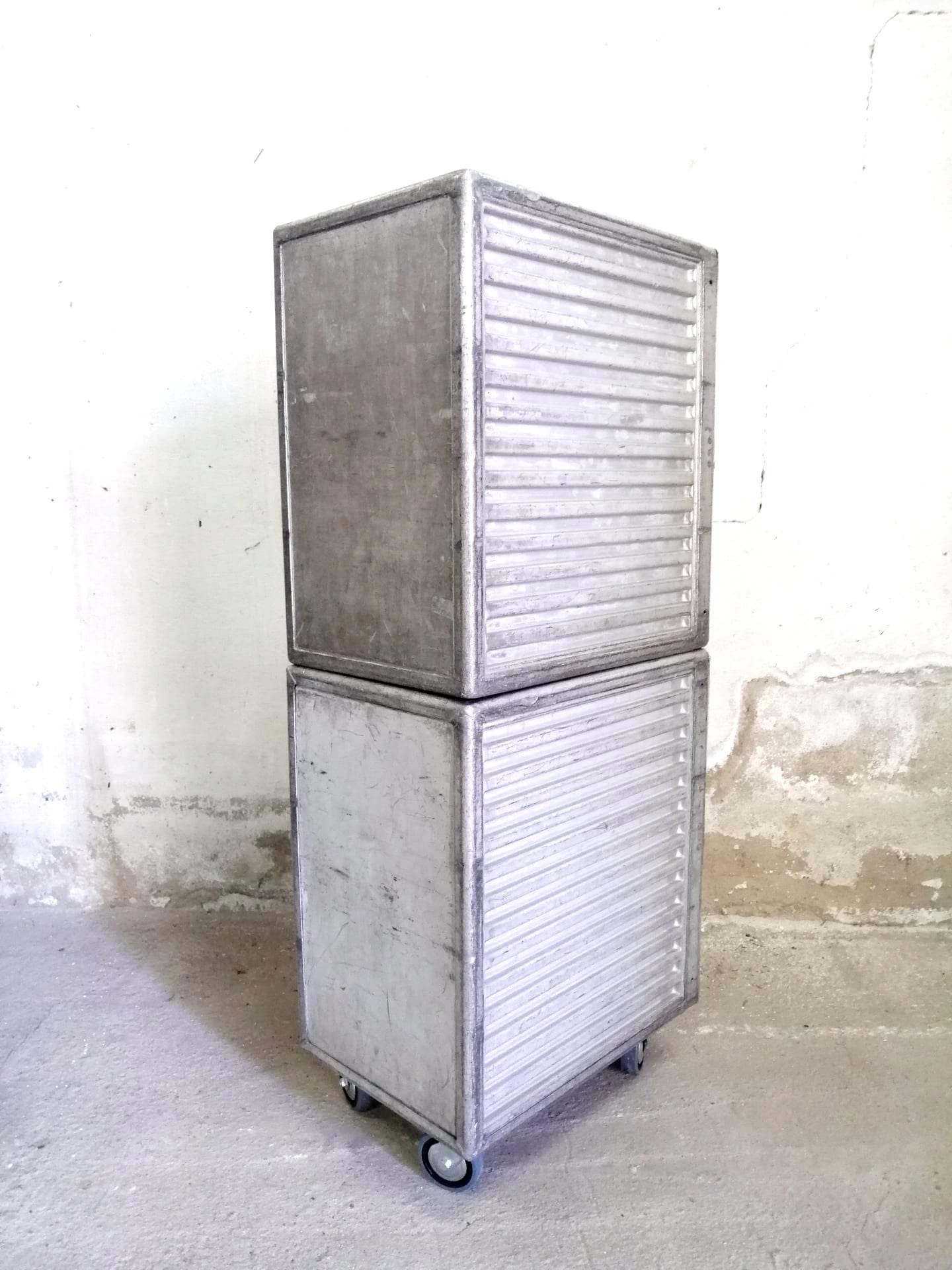 KLM Airline Galley Storage Cabinet | Unique Aircraft Storage Trolley Cart | KLM Double Industrial Containers | Industrial Aviation Furniture
