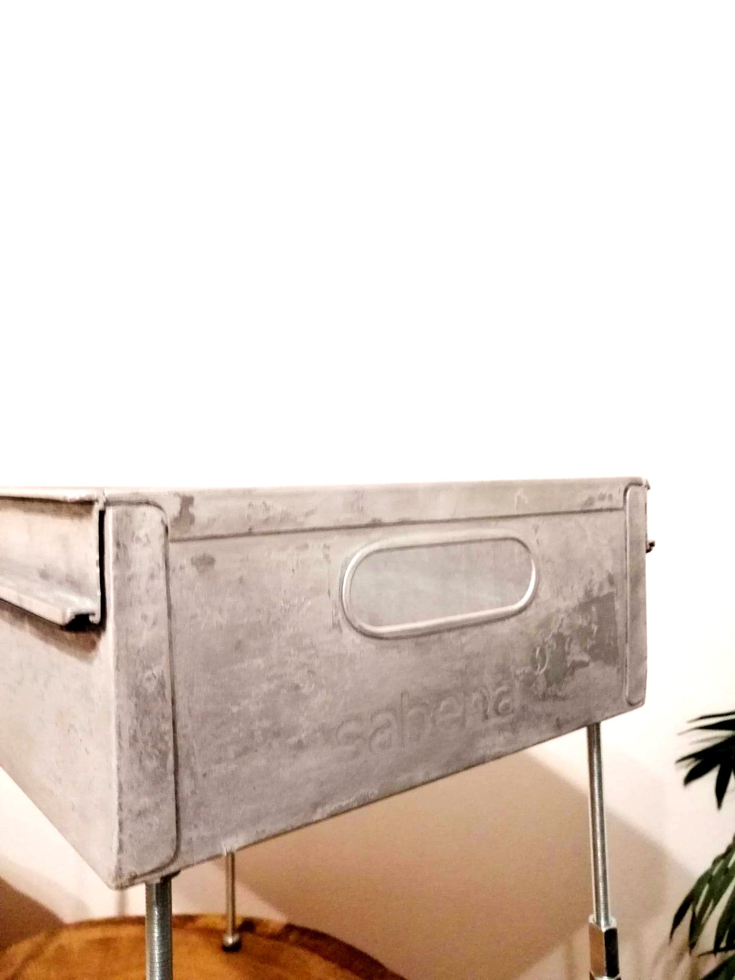Sabena Aircraft Side Table, Aviation Storage Box Made of Original Airline Galley Drawer, Storage Container