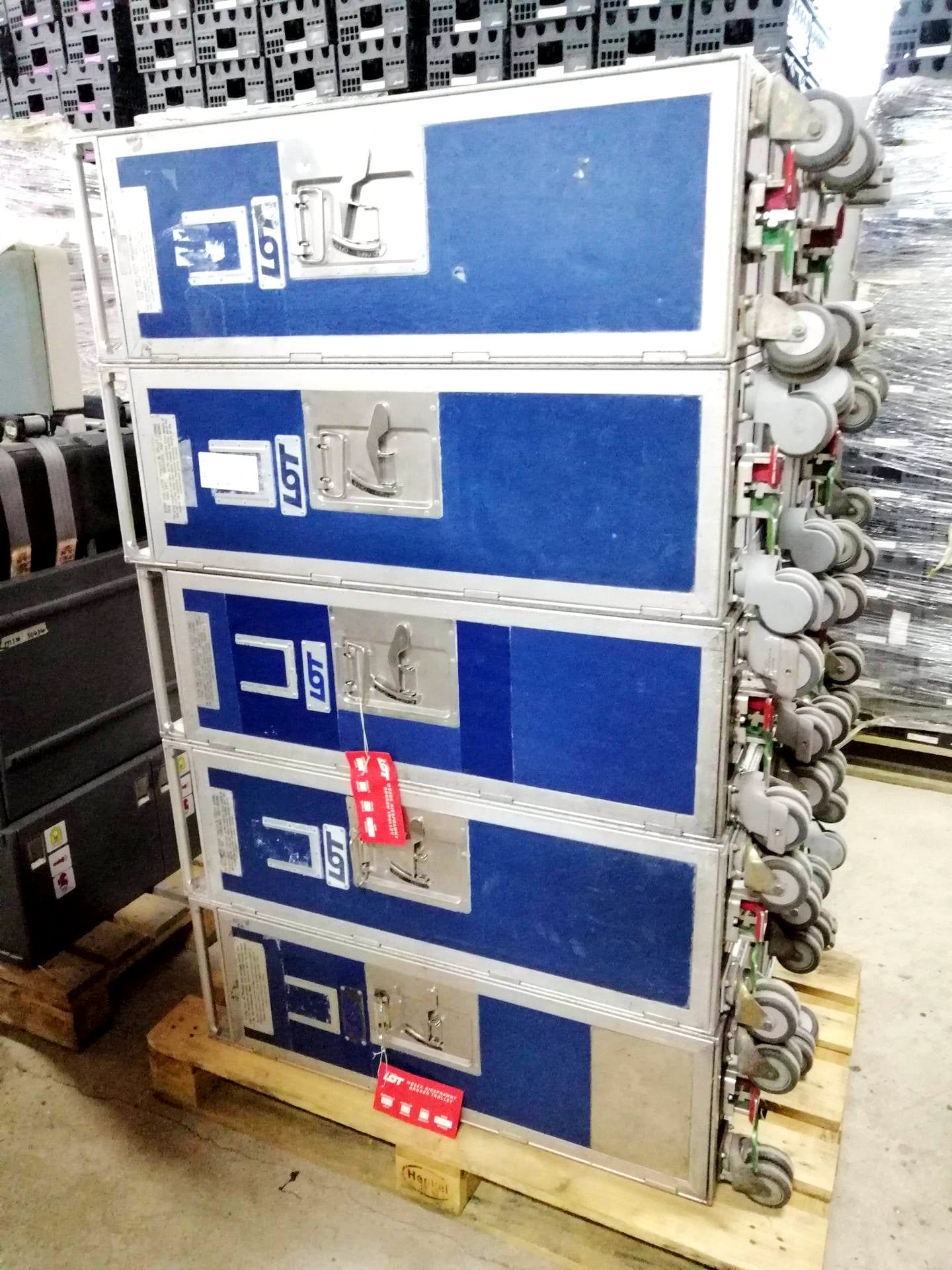 Wholesale Set of 10 Half Size Galley Trolleys - LOT - Driessen - 10 ATLAS Galley Carts with Trays - Worldwide Shipping