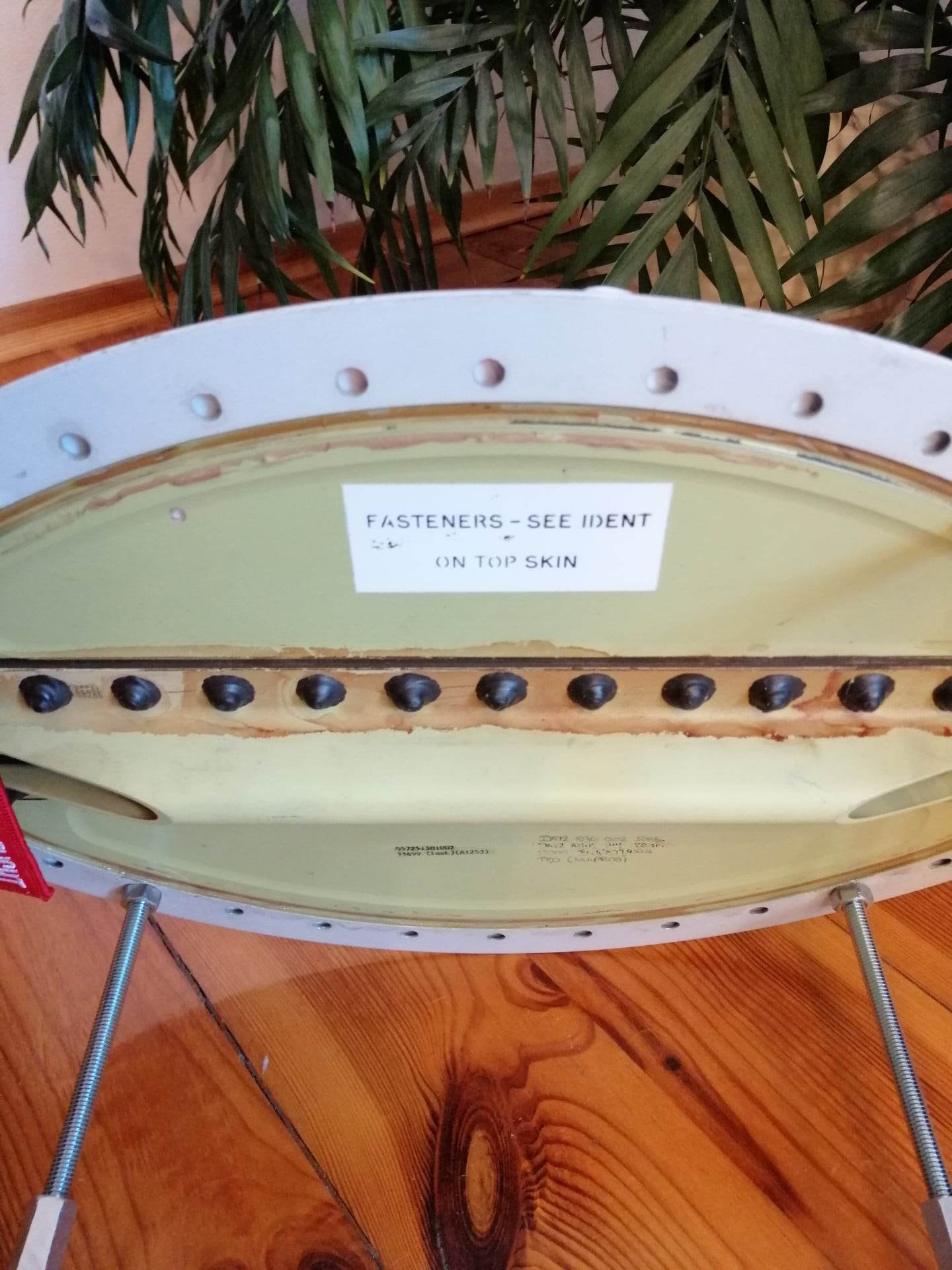 Aircraft Side Table Upcycled from Airbus A319 Fuel Tank Door Panel | Breaking Bad Movie Graphics