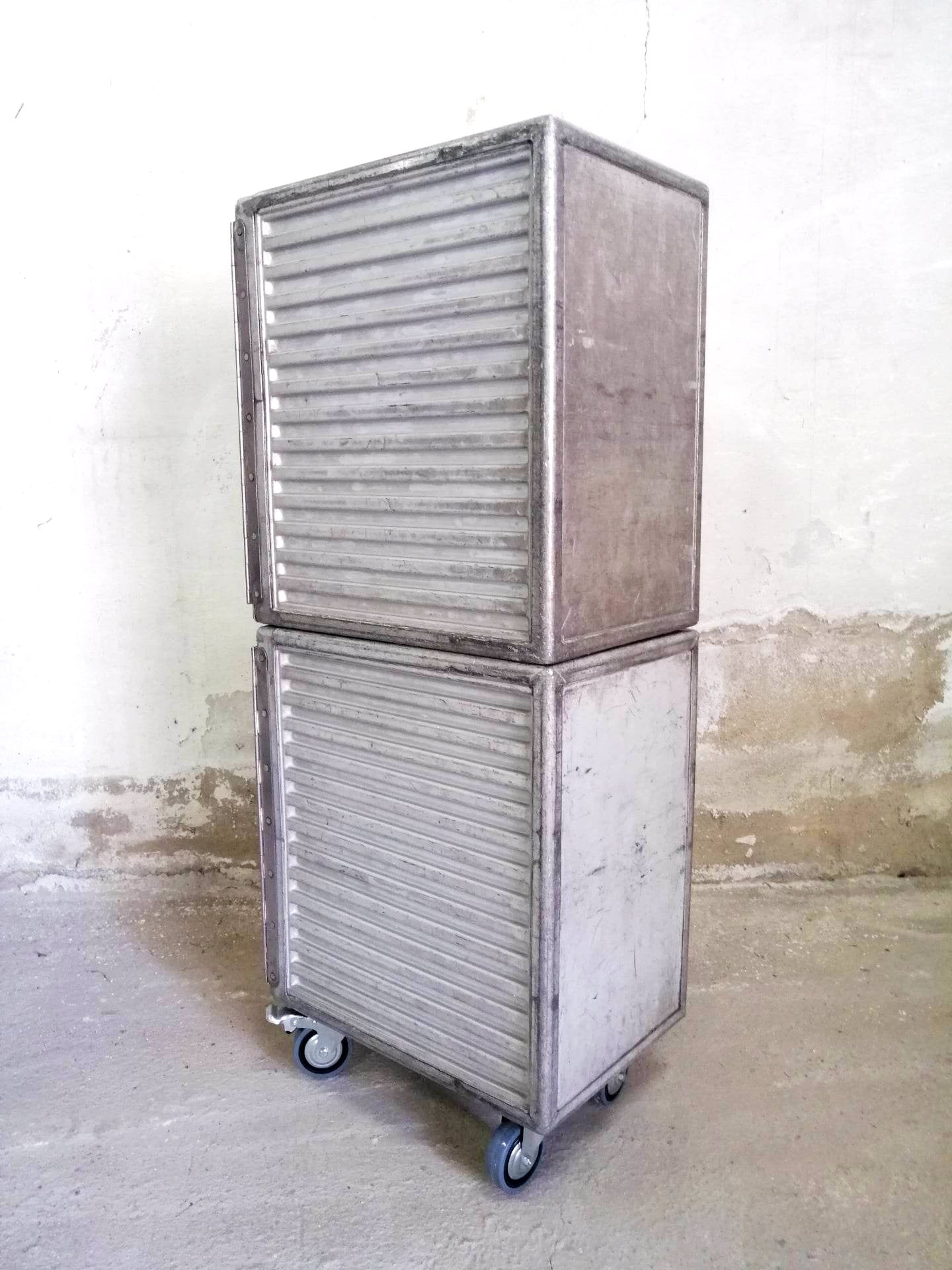 KLM Airline Galley Storage Cabinet | Unique Aircraft Storage Trolley Cart | KLM Double Industrial Containers | Industrial Aviation Furniture