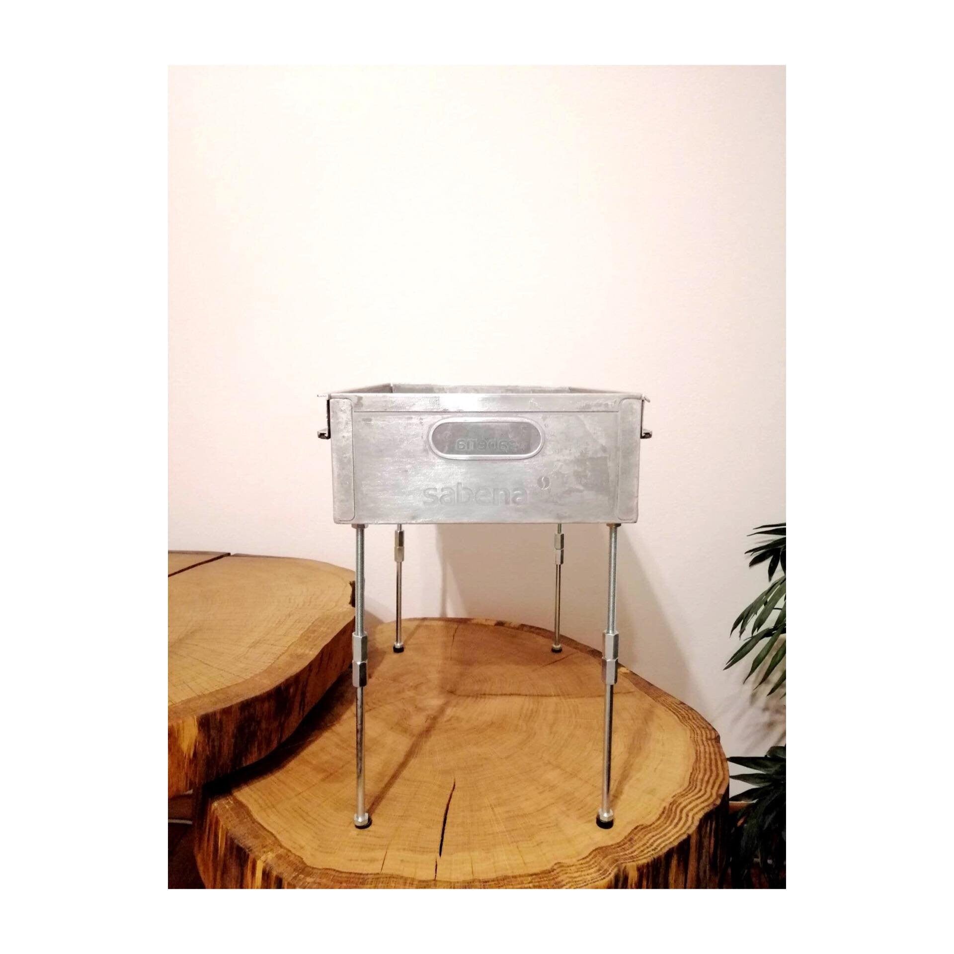 Sabena Aircraft Side Table, Aviation Storage Box Made of Original Airline Galley Drawer, Storage Container