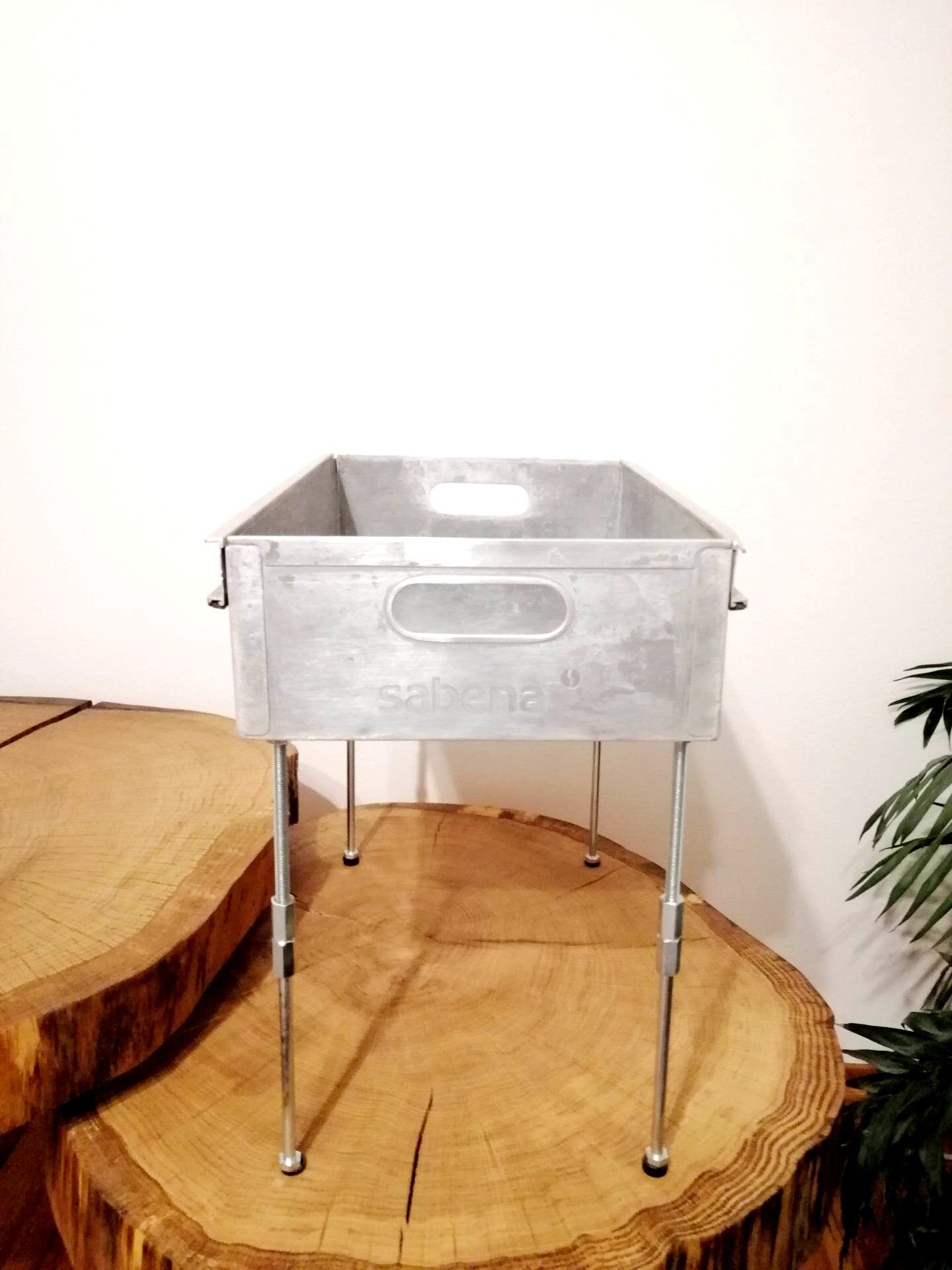 Sabena Aircraft Side Table, Aviation Storage Box Made of Original Airline Galley Drawer, Storage Container