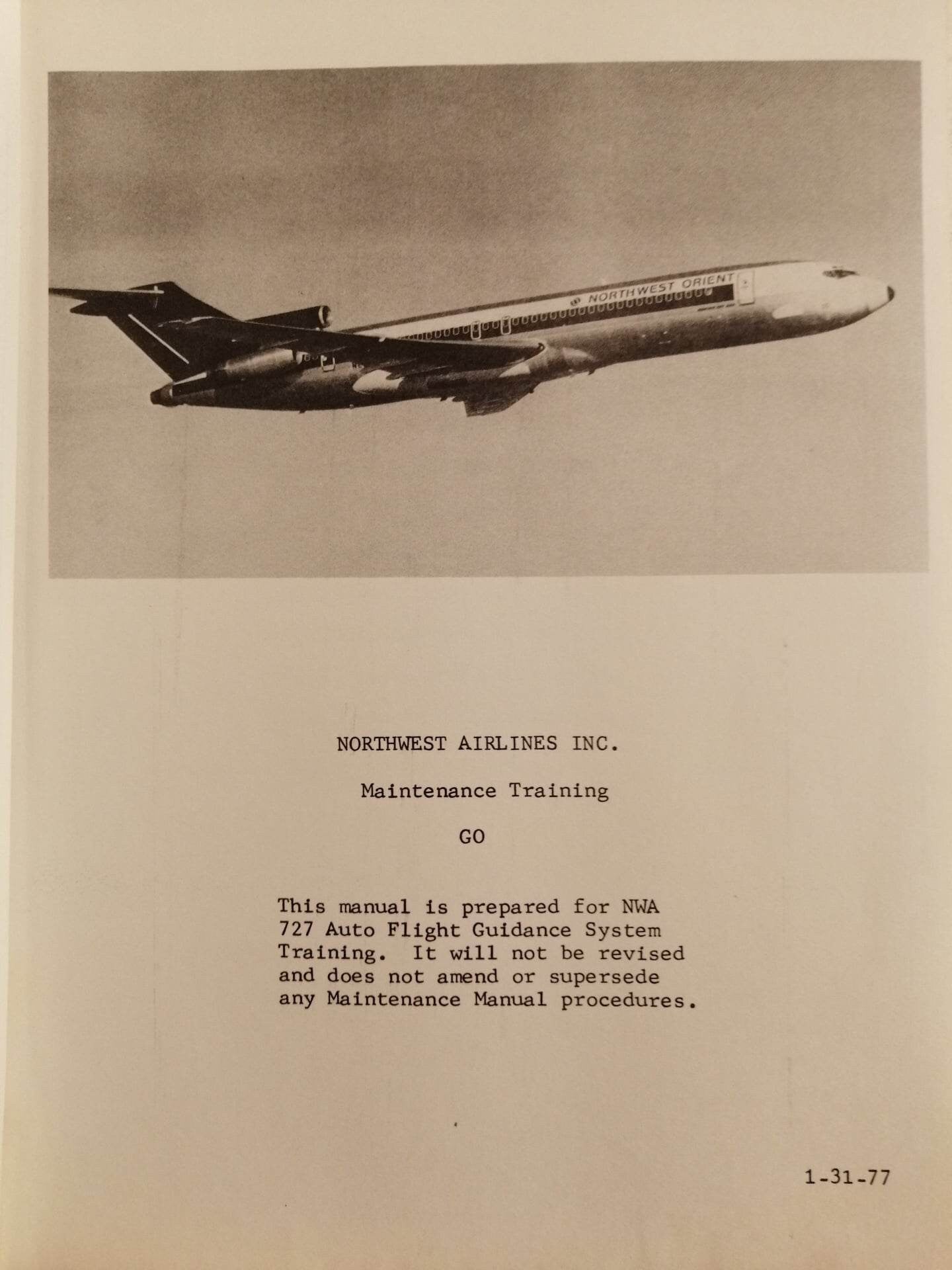 Boeing 727 Northwest Airlines Maintenance Training Manual