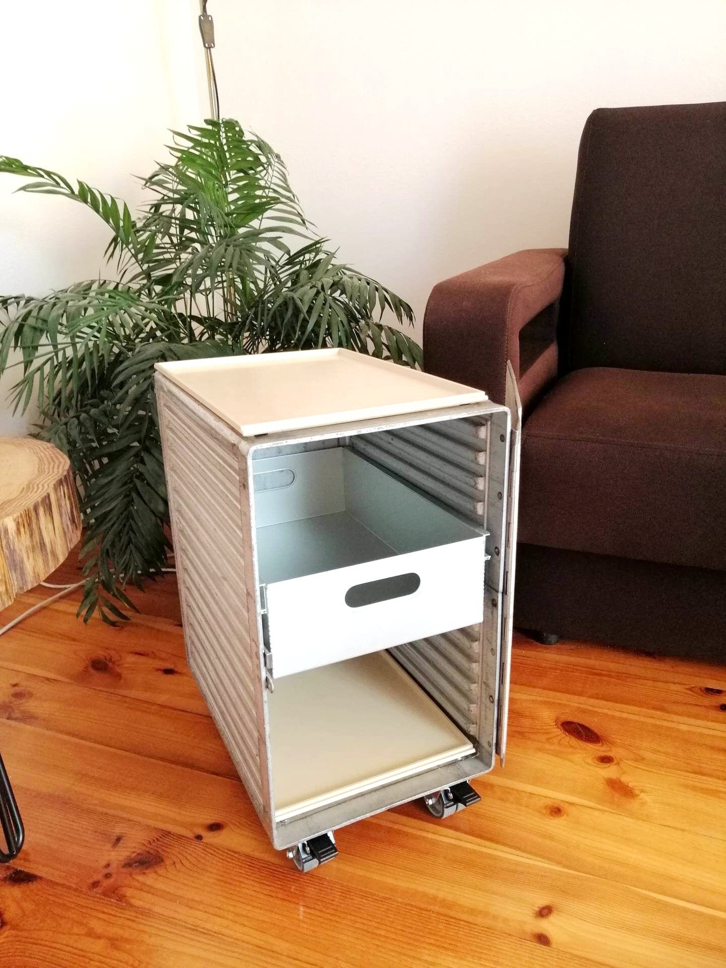 Airplane Cabinet, Boeing 747 KLM Airline Galley Storage Container as a Nightstand, Side Table, Industrial Storage Cabinet