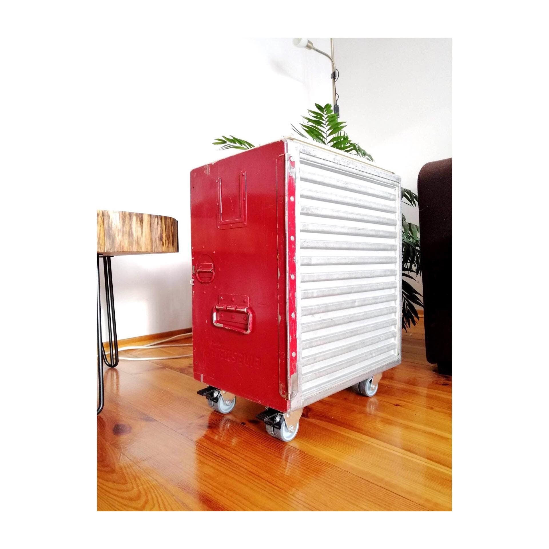 Airplane Cabinet, Transavia Airline Galley Box as a Nightstand, Side Table, Industrial Storage Cabinet, Aircraft Trolley