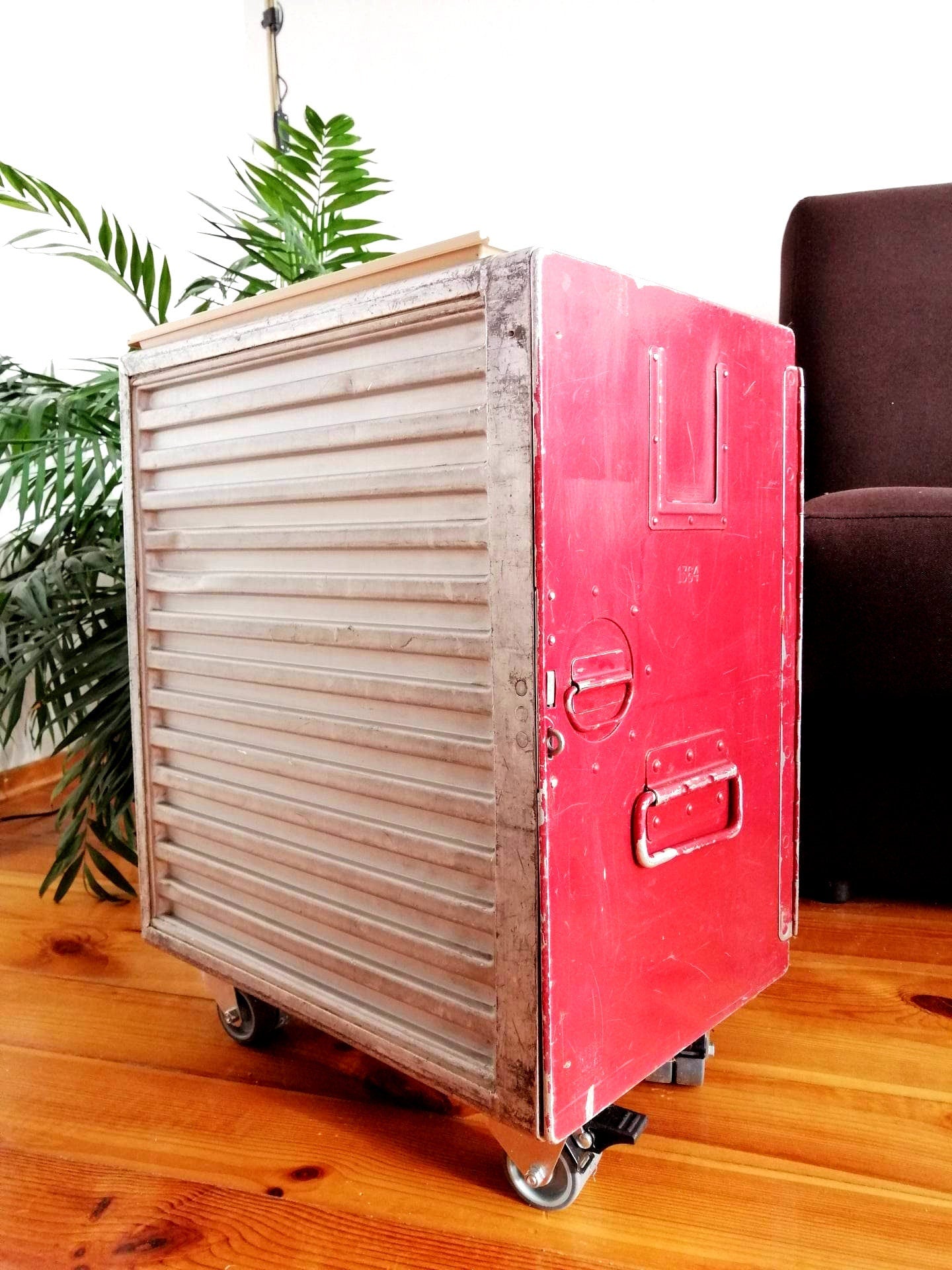 Airplane Cabinet, Transavia Airline Galley Box as a Nightstand, Side Table, Industrial Storage Cabinet, Aircraft Trolley