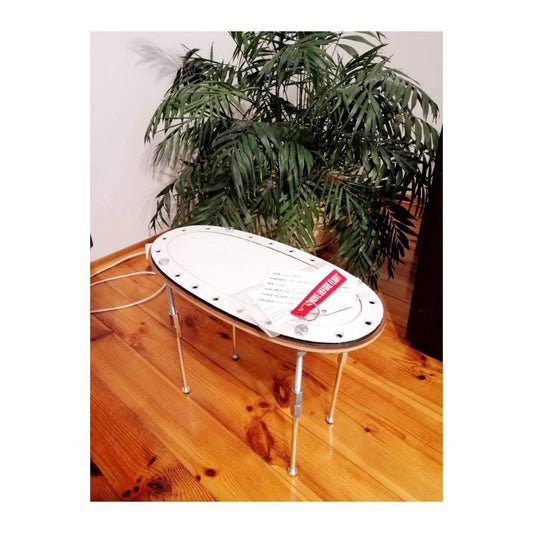 Aircraft Side Table | Aircraft Coffee Table Made of Boeing 737 Fuel Tank Door Panel | B737 - D-AWBC SAS / Privatair