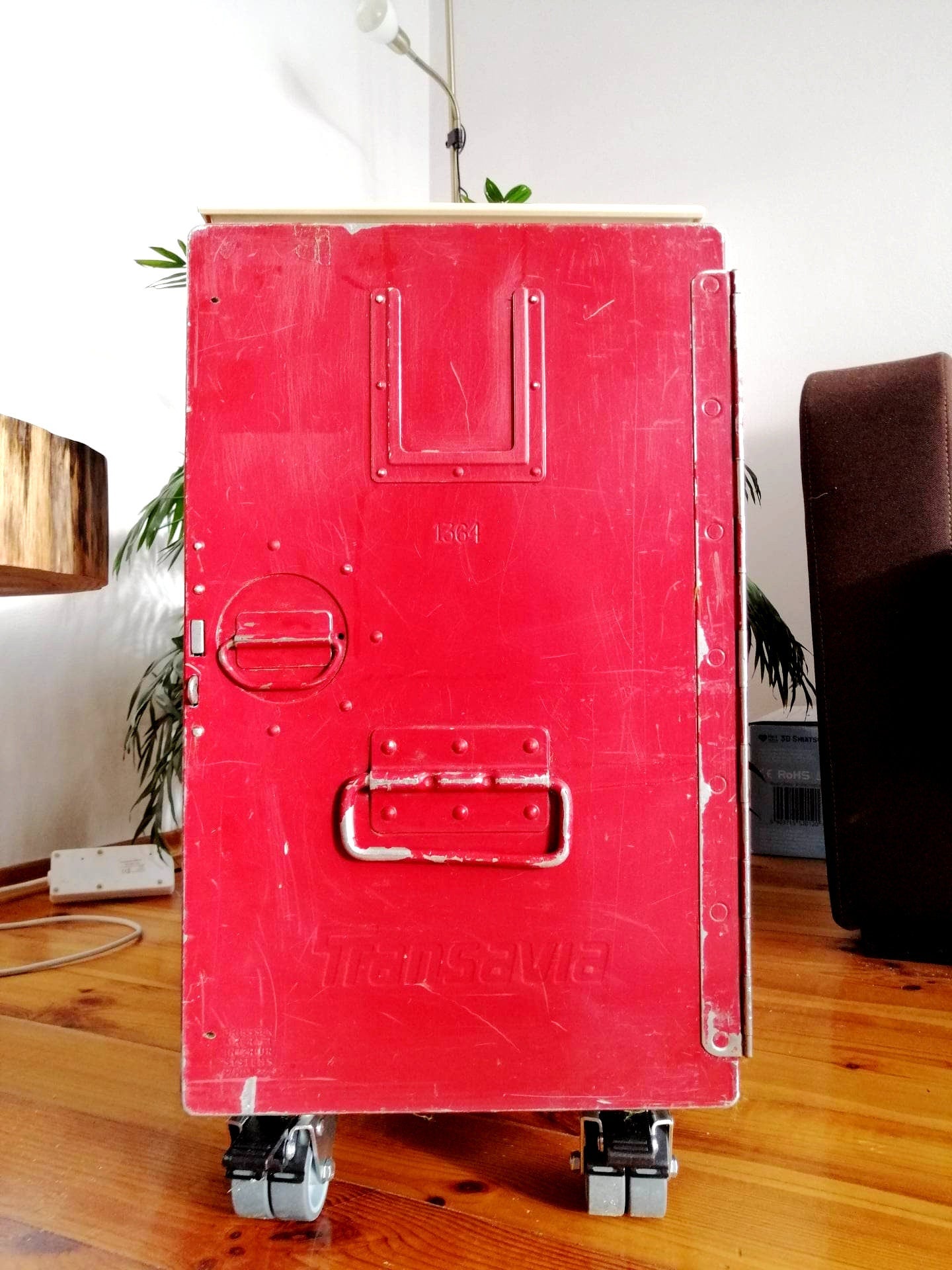 Airplane Cabinet, Transavia Airline Galley Box as a Nightstand, Side Table, Industrial Storage Cabinet, Aircraft Trolley
