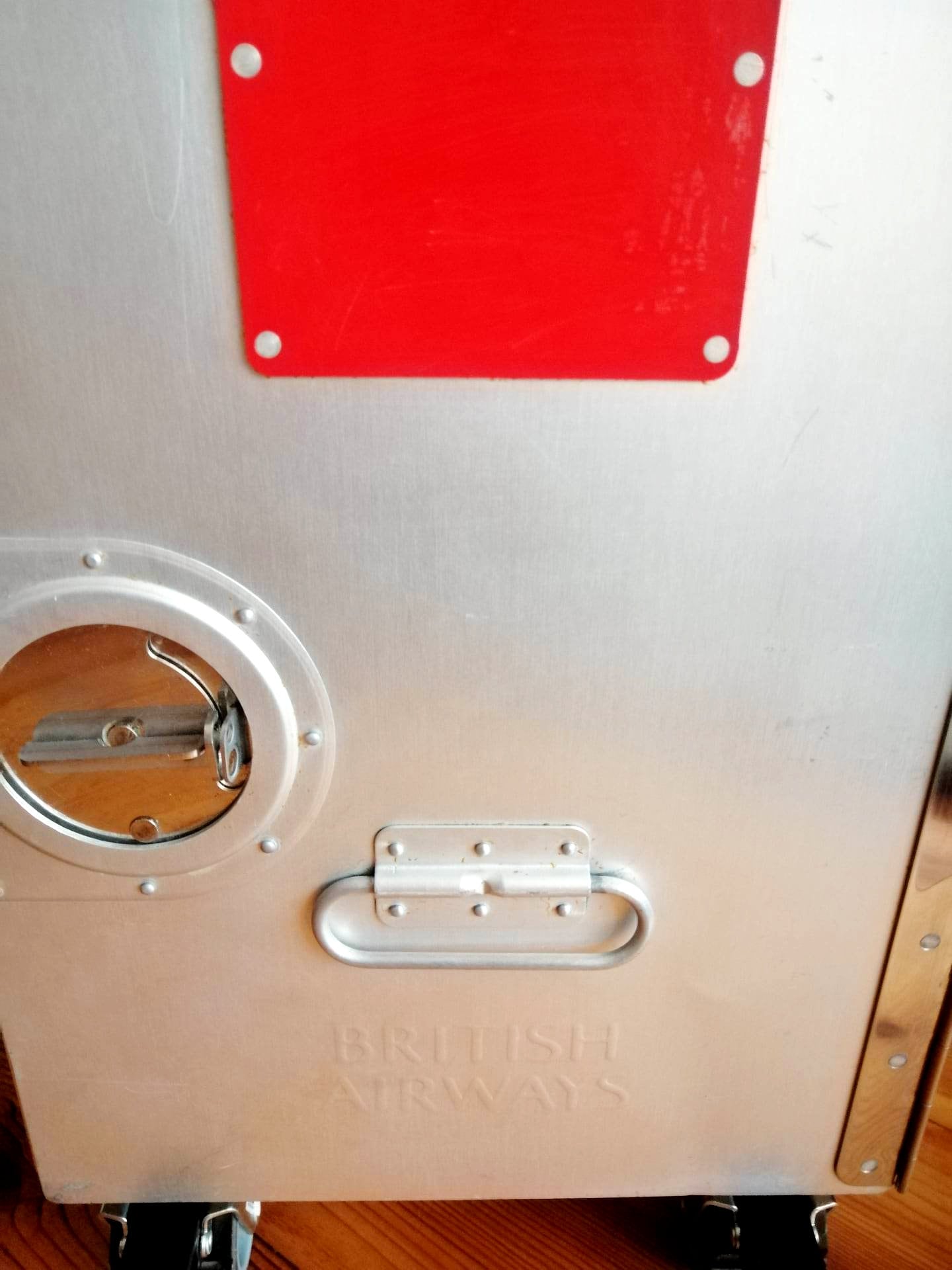 British Airways, Boeing 747 Airline Galley Storage Container as a Nightstand, Side Table, Industrial Storage Cabinet, Lordgate Engineering