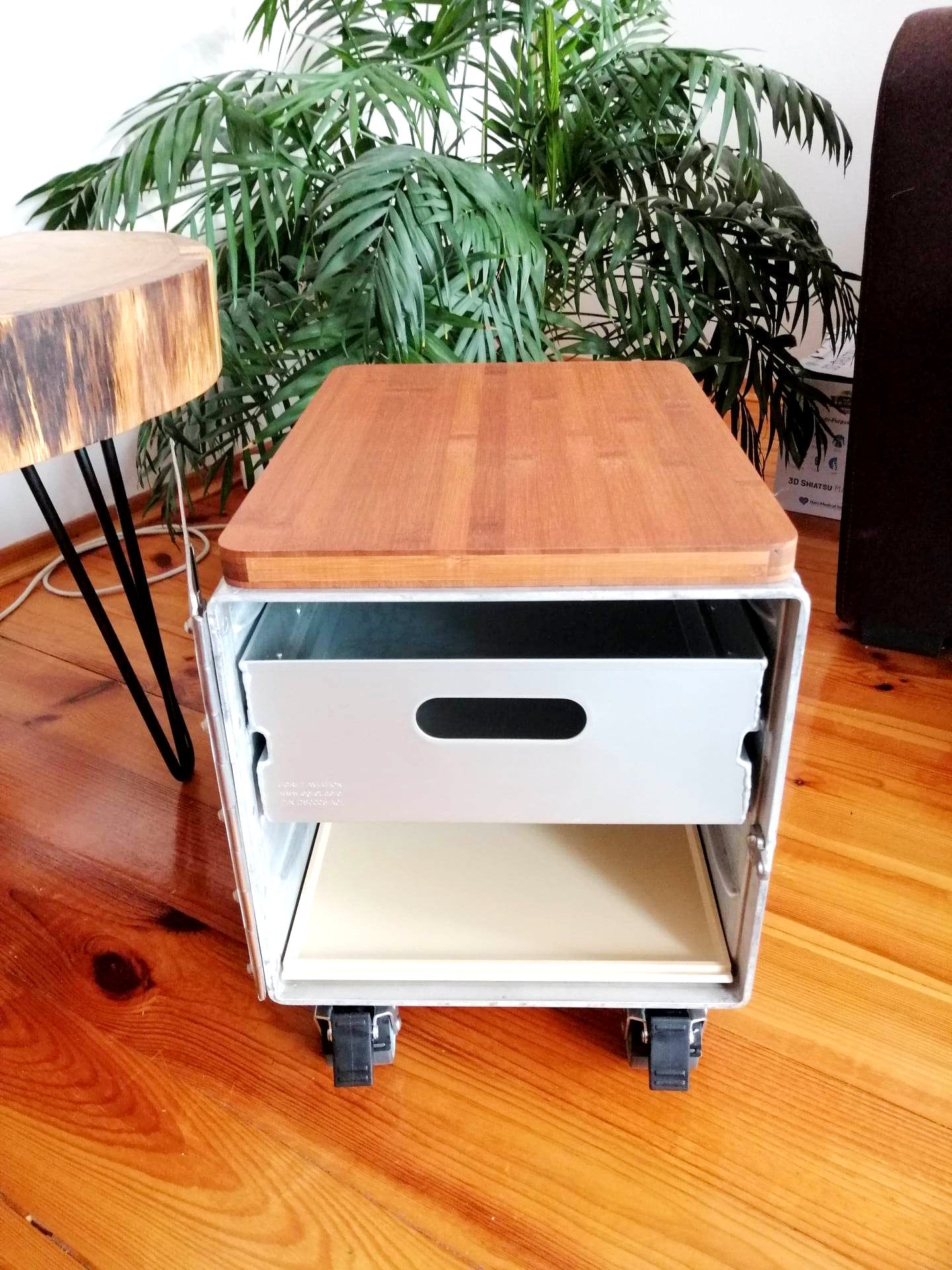 El Al Israel Airlines Side Table Galley Box | Upcycled Airplane Cabinet, Aviation Cupboard | Worldwide Shipping