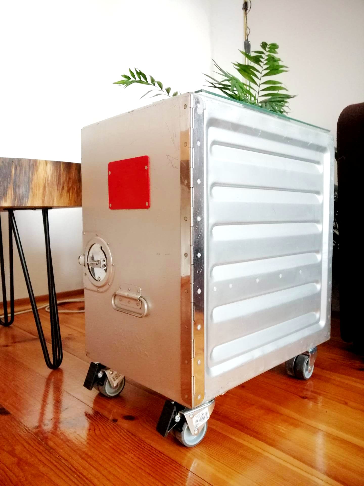 British Airways, Boeing 747 Airline Galley Storage Container as a Nightstand, Side Table, Industrial Storage Cabinet, Lordgate Engineering