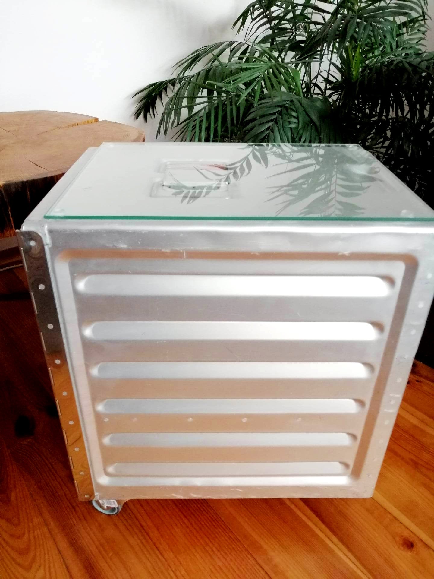 British Airways, Boeing 747 Airline Galley Storage Container as a Nightstand, Side Table, Industrial Storage Cabinet, Lordgate Engineering