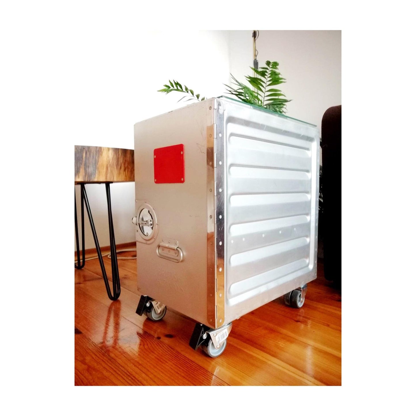 British Airways, Boeing 747 Airline Galley Storage Container as a Nightstand, Side Table, Industrial Storage Cabinet, Lordgate Engineering