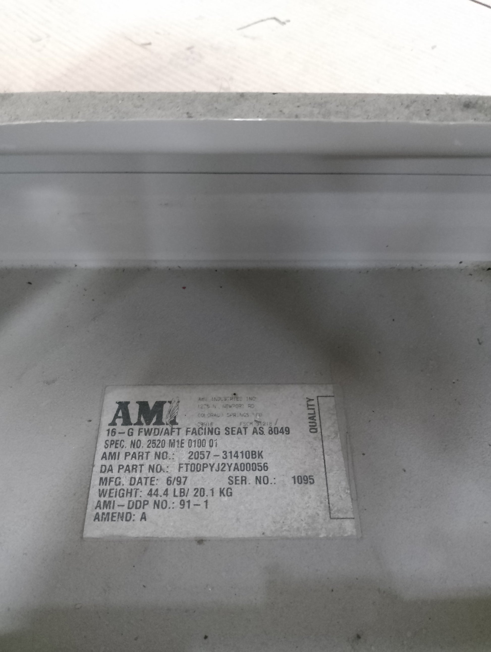 Airbus A340 Air Mauritius 3B-NBD Cabin Crew Jump Seat Flight Attendant Seat