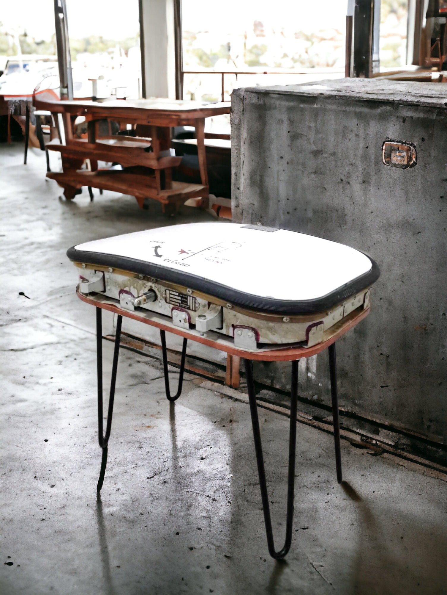 Airbus A320 YL-LCA Access Door Upcycled to Side Table Coffee Table | Air Canada SmartLynx