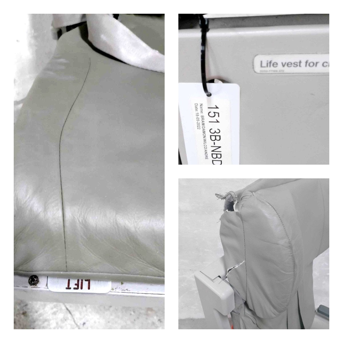 Airbus A340 Air Mauritius 3B-NBD Cabin Crew Jump Seat Flight Attendant Seat