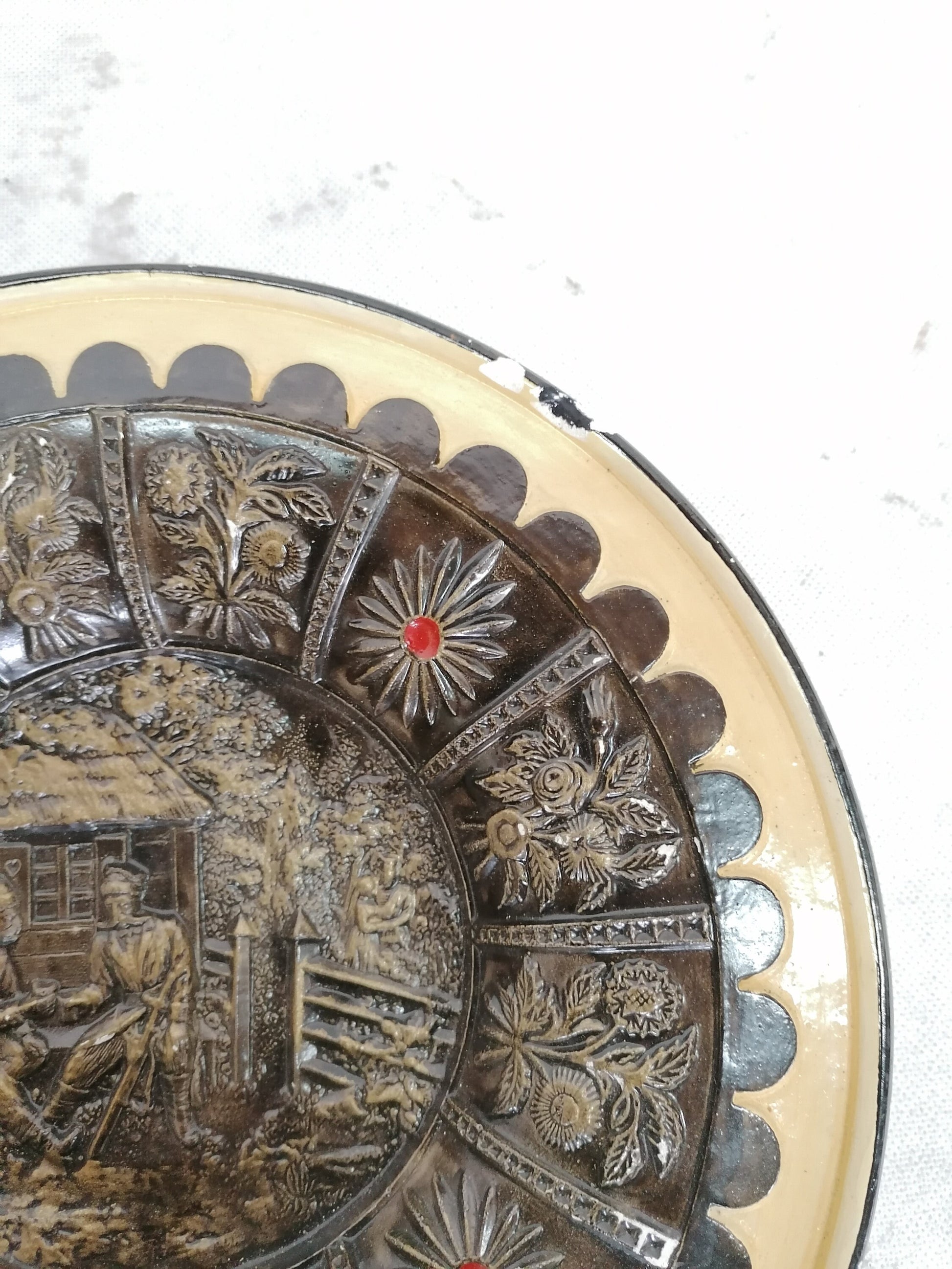Vintage Polish Wall Plate – Folk Art Decorative Relief – PRL Era 1971 – Made in Poznań