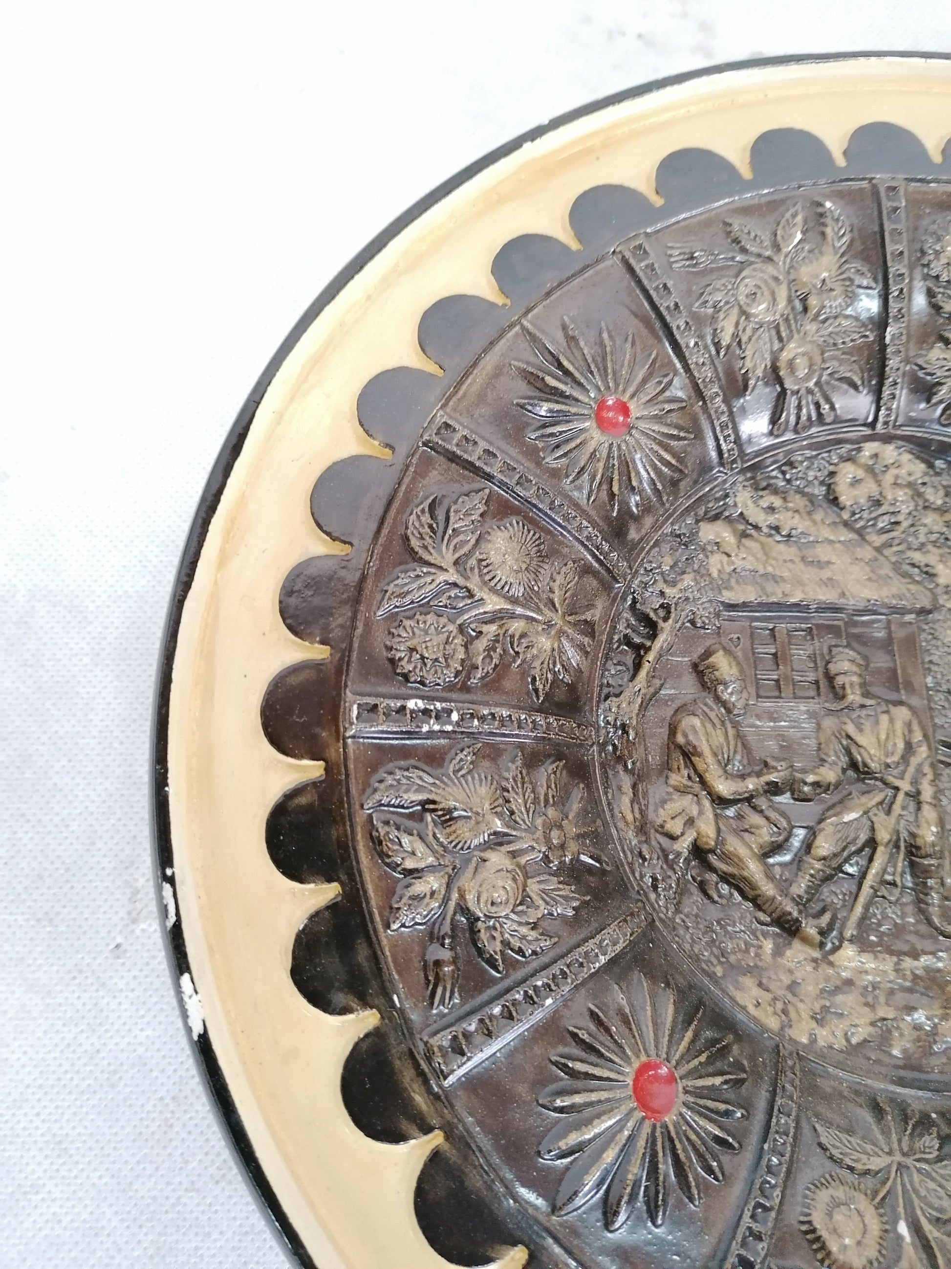 Vintage Polish Wall Plate – Folk Art Decorative Relief – PRL Era 1971 – Made in Poznań