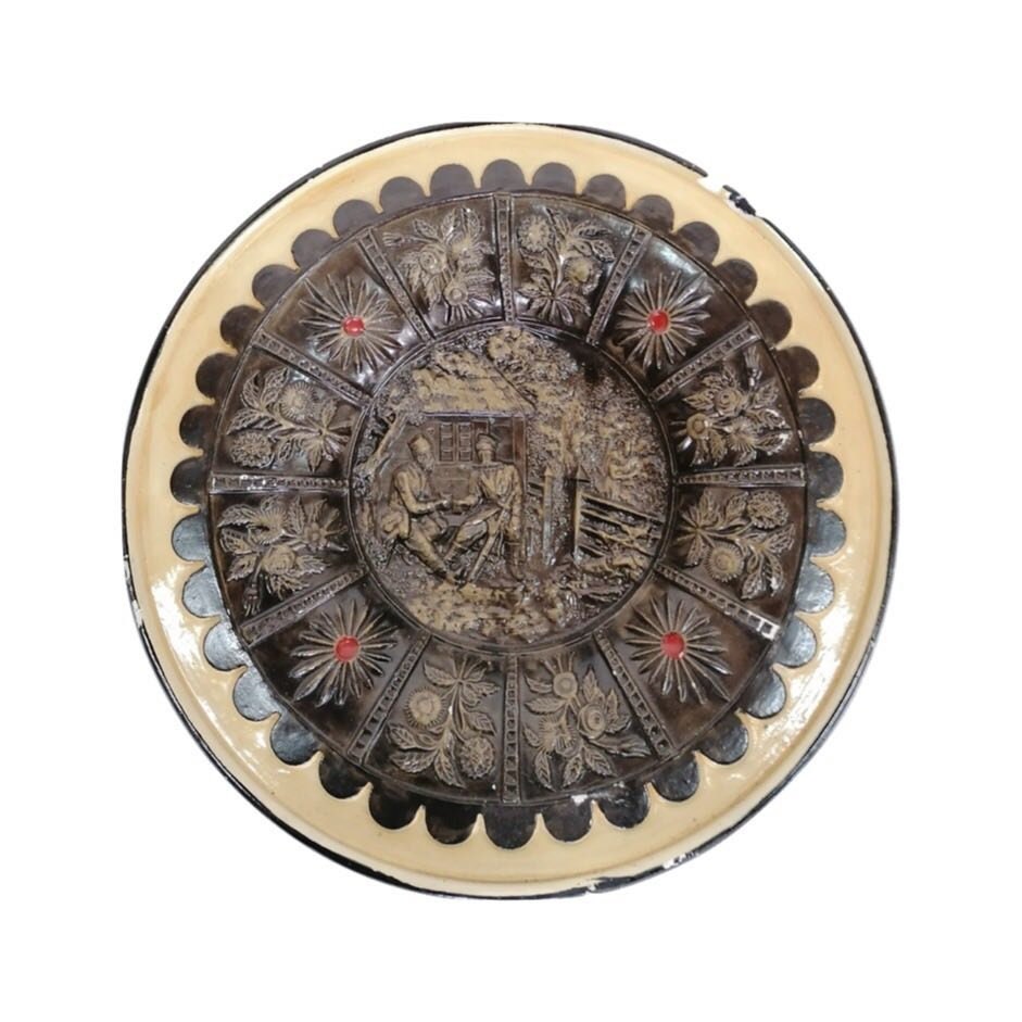 Vintage Polish Wall Plate – Folk Art Decorative Relief – PRL Era 1971 – Made in Poznań