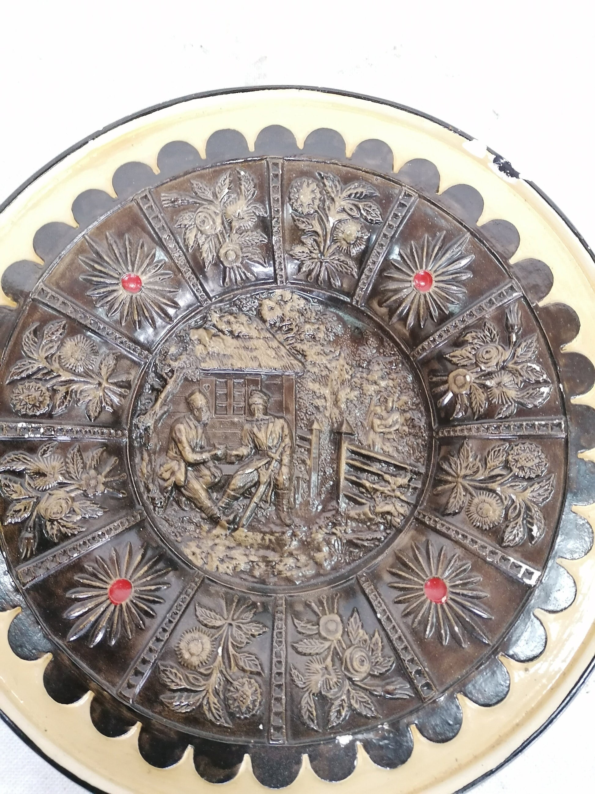 Vintage Polish Wall Plate – Folk Art Decorative Relief – PRL Era 1971 – Made in Poznań