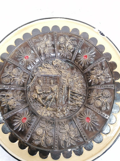 Vintage Polish Wall Plate – Folk Art Decorative Relief – PRL Era 1971 – Made in Poznań