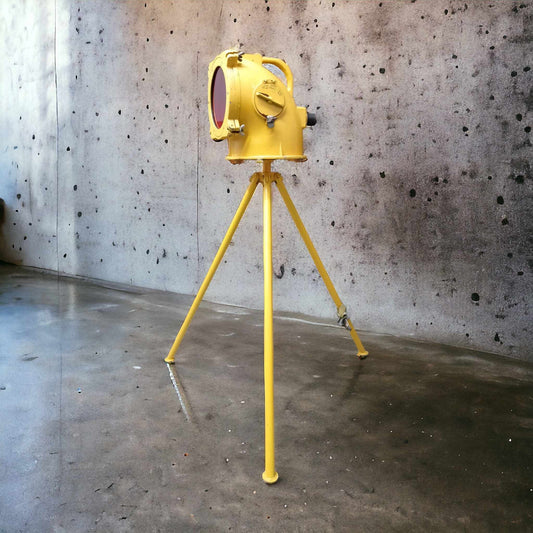 Large Soviet Runway Airport Lamp on the Tripod, Floor Lamp, Industrial & Aviation Interior Design, Military Airport Lighting