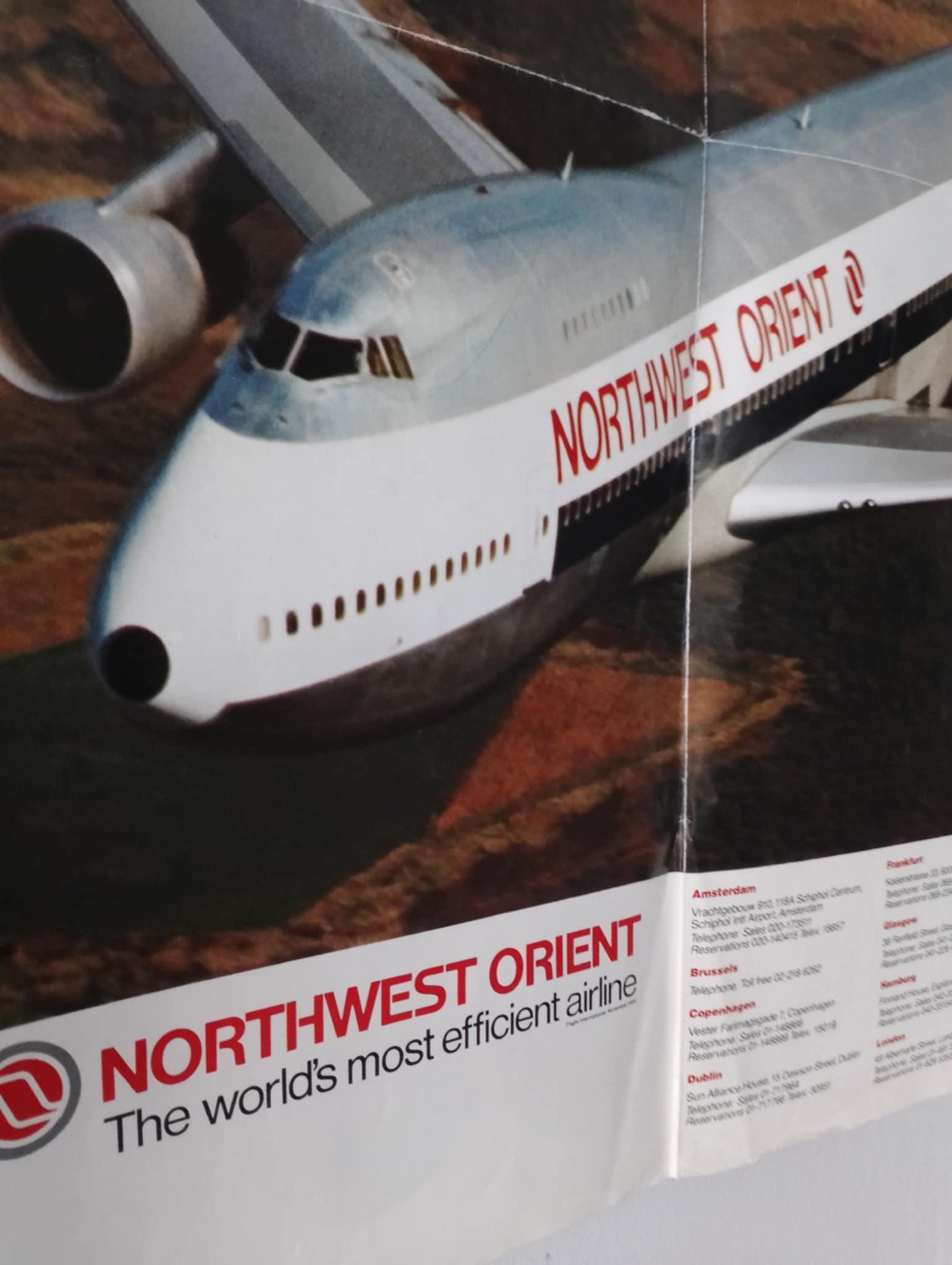 Original Poster Boeing 747 NWA Northwest Orient 1986 Calendar Aviation Memorabilia