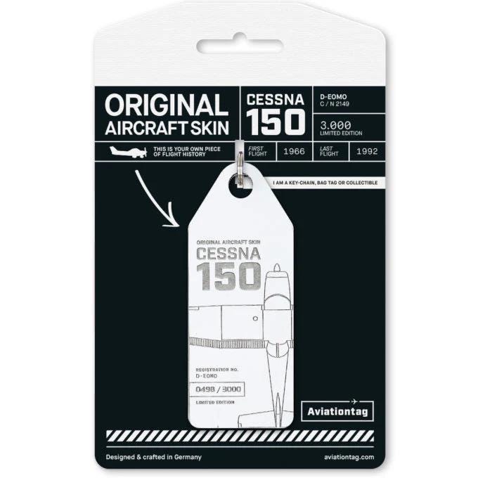 Cessna 150 D-EOMO Original Aircraft Skin Tag, Keychain, Luggage Tag, Keyring Collector's Aviation Tag - One of Kind