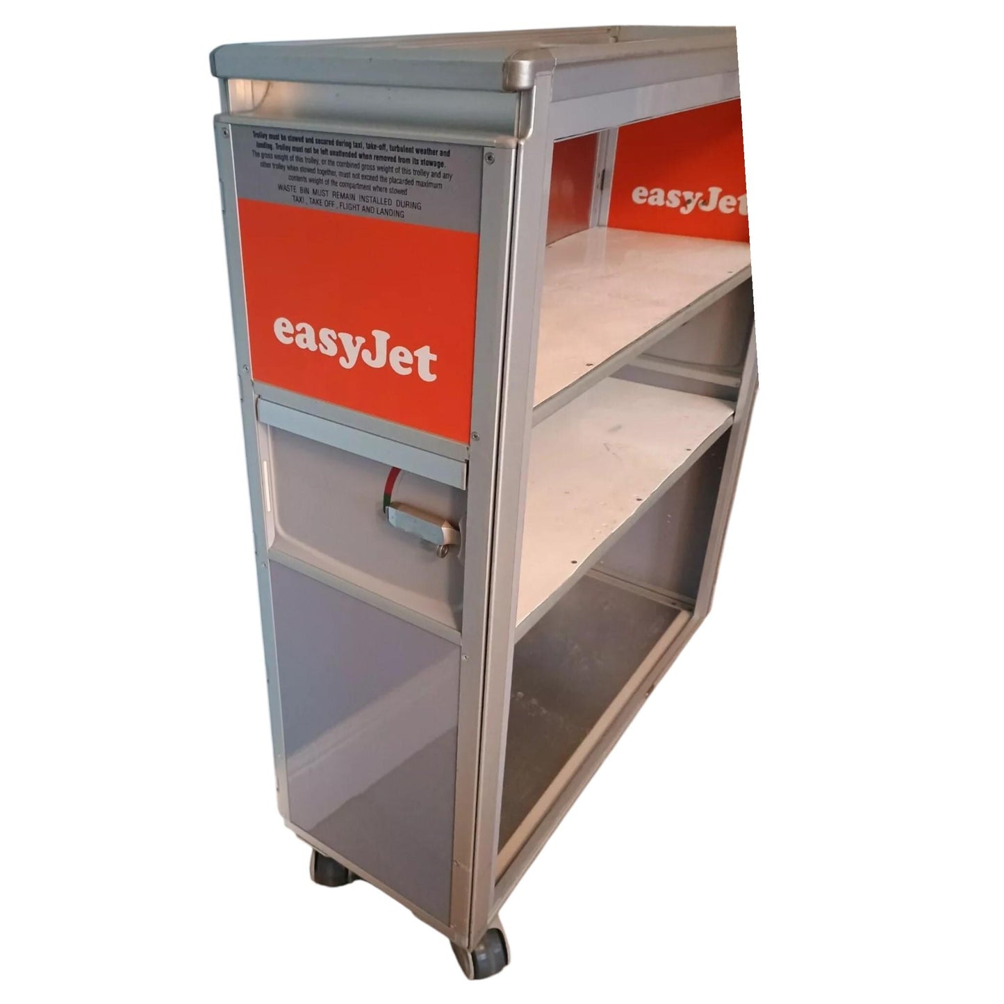 Original EasyJet Aircraft Galley Cart | Emergency Equipment Trolley with Alitalia A321 Fuselage Shelves | Aviation Bar Storage Cabinet