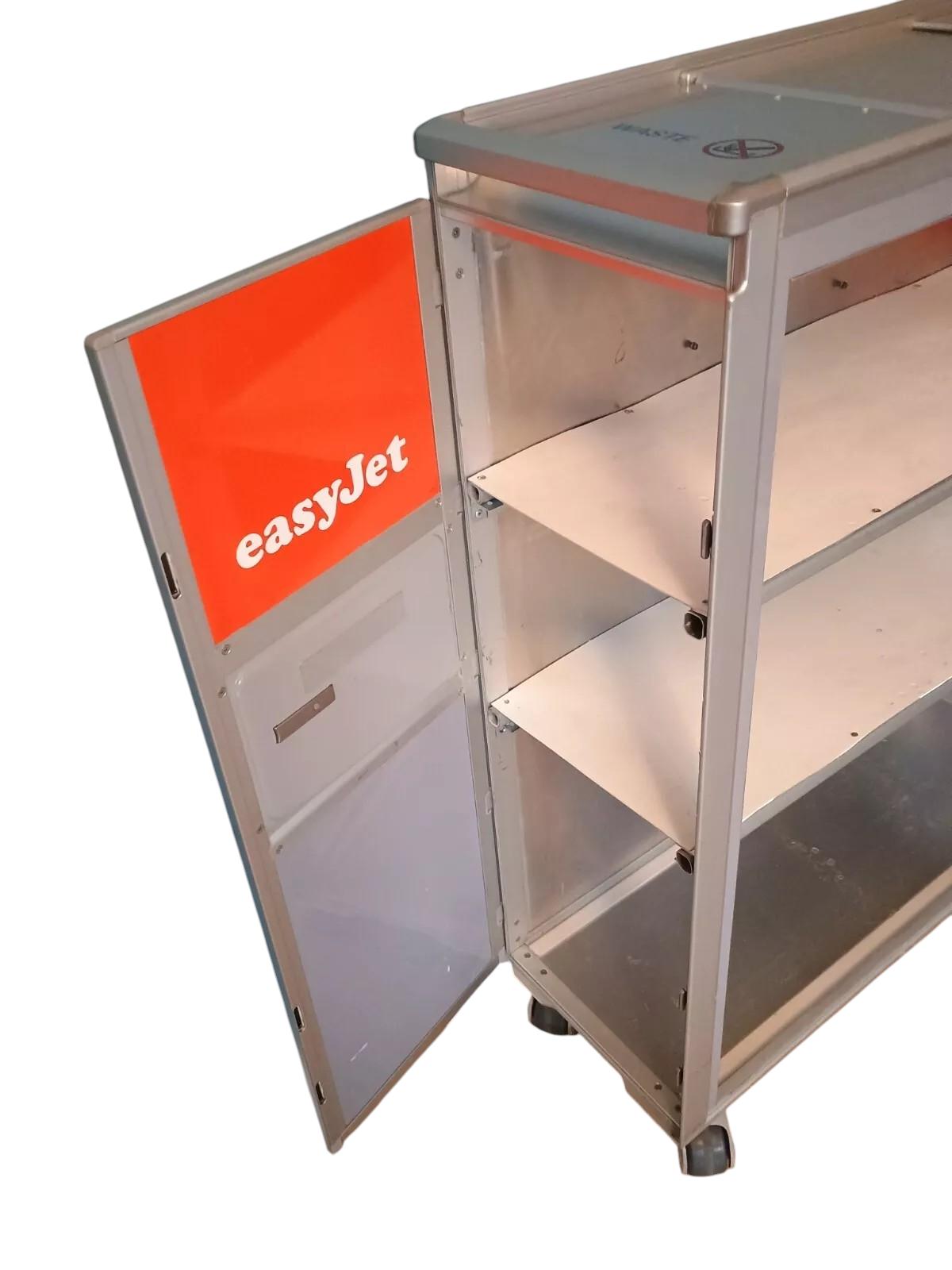 Original EasyJet Aircraft Galley Cart | Emergency Equipment Trolley with Alitalia A321 Fuselage Shelves | Aviation Bar Storage Cabinet