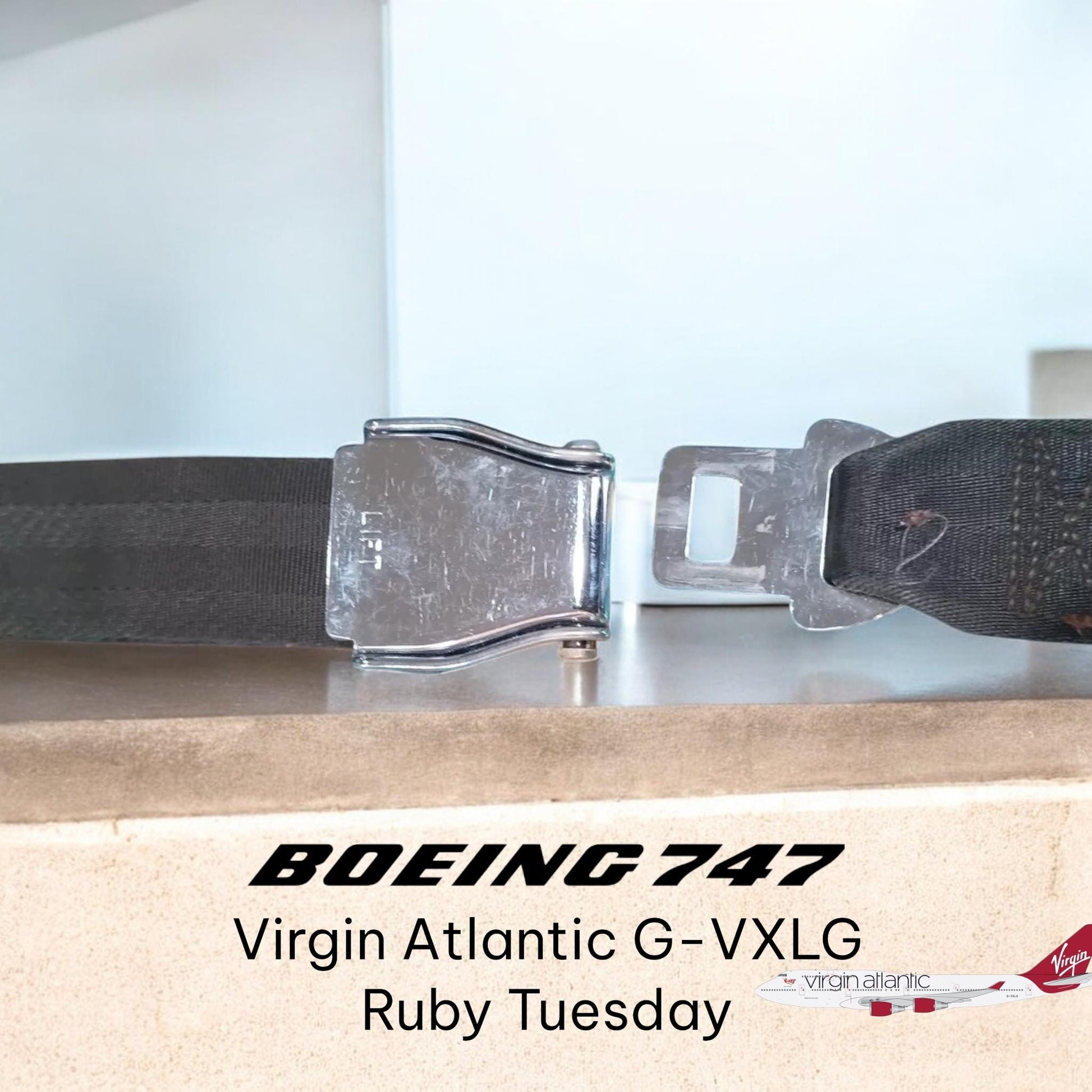 Boeing 747 Virgin Atlantic G-VXLG Authentic Seatbelt Safety Belt Ruby Tuesday 1 Pc