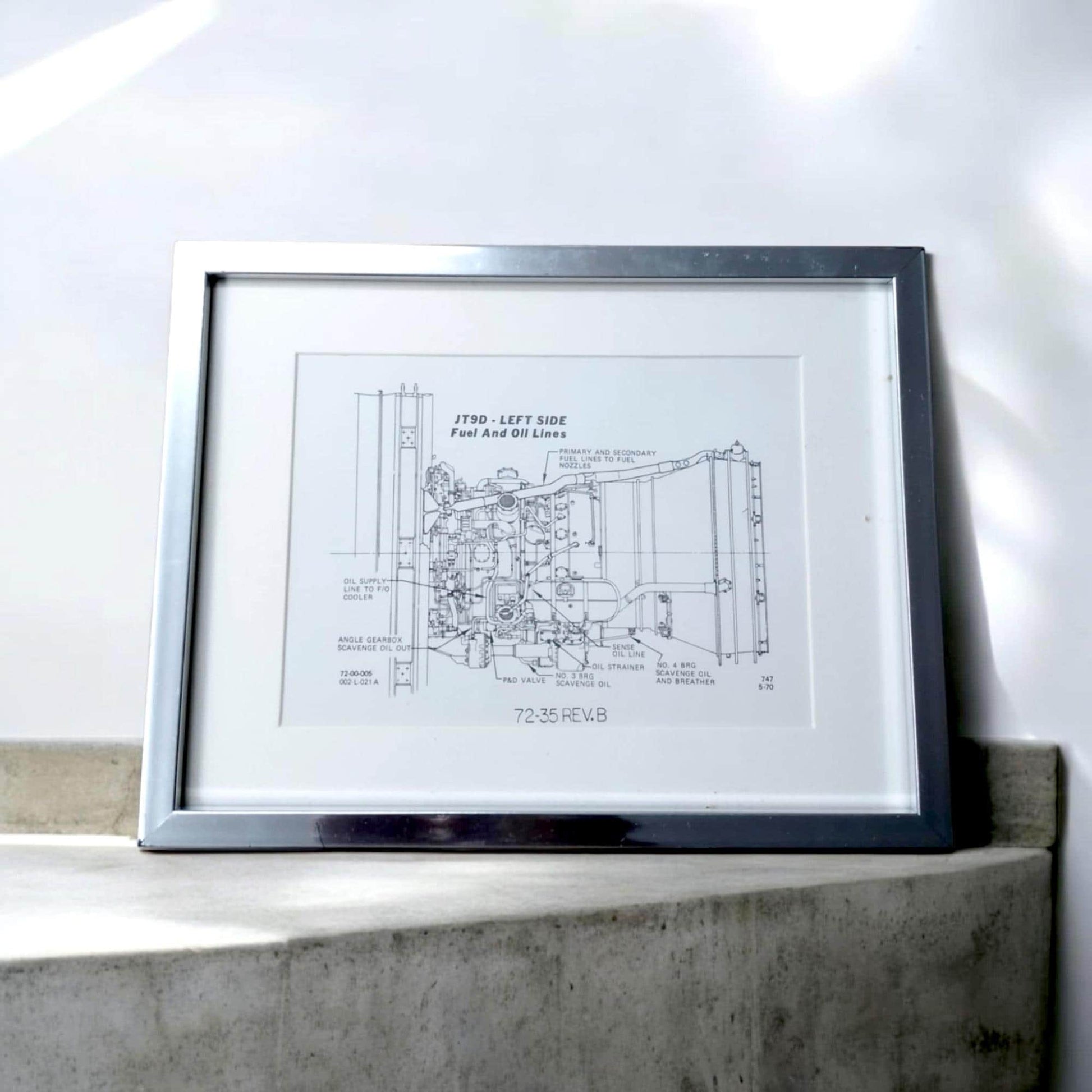 Boeing 747 NWA Original Framed Chart Nortwest Airlines Pratt Whitney JT9D Aviation