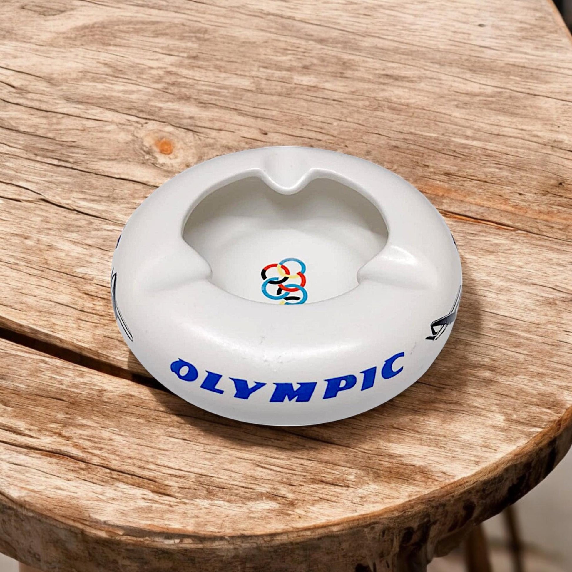 Vintage Olympic Airways Airline Ceramic Ashtray 1960s Made in Greece Keramikos