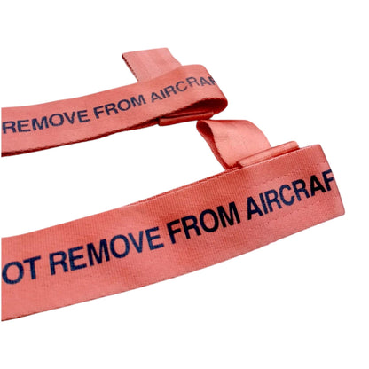 Aircraft Safety Demonstration Original Seat Belt Do Not Remove from Aircraft Orange